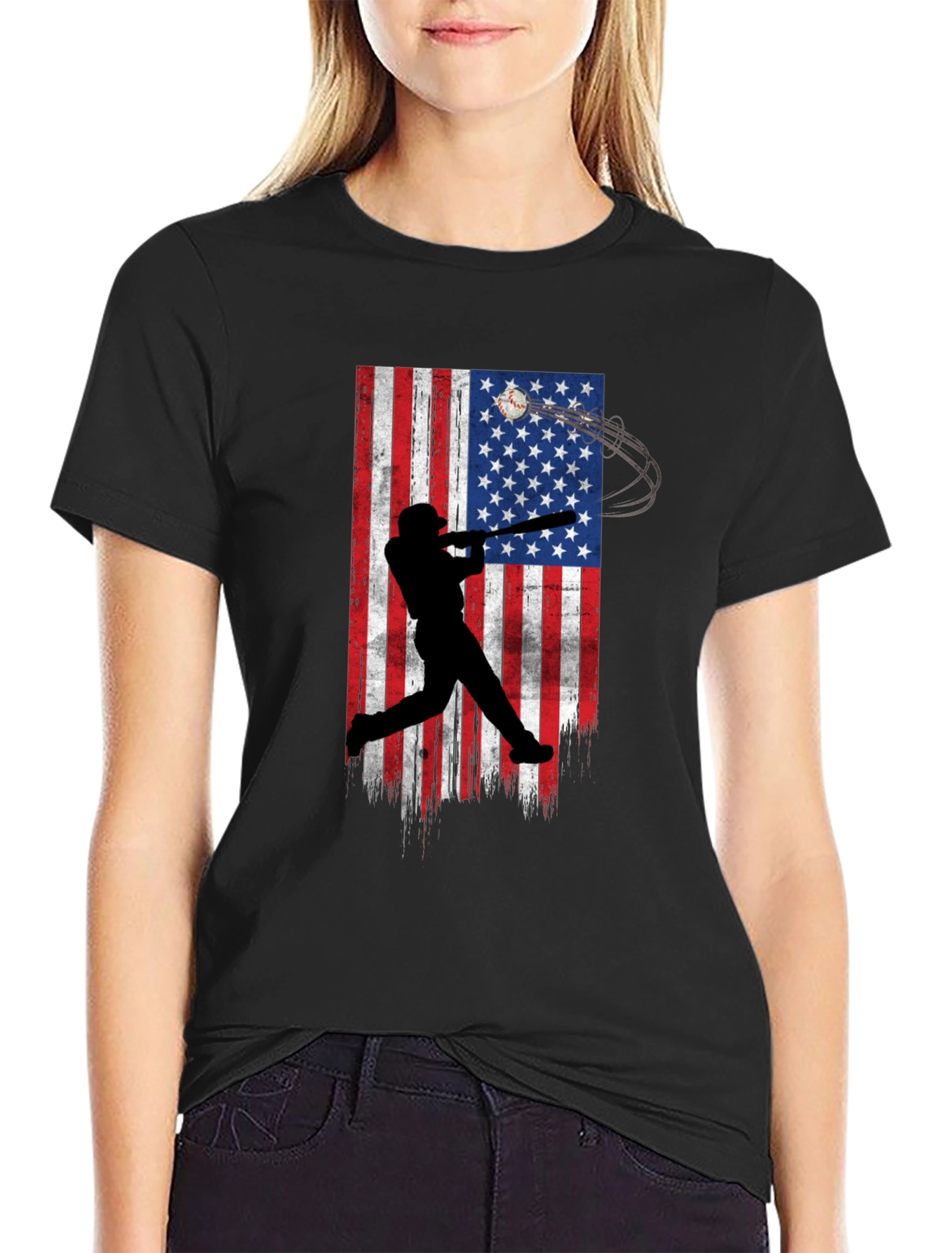 Baseball USA Flag Graphic Tee