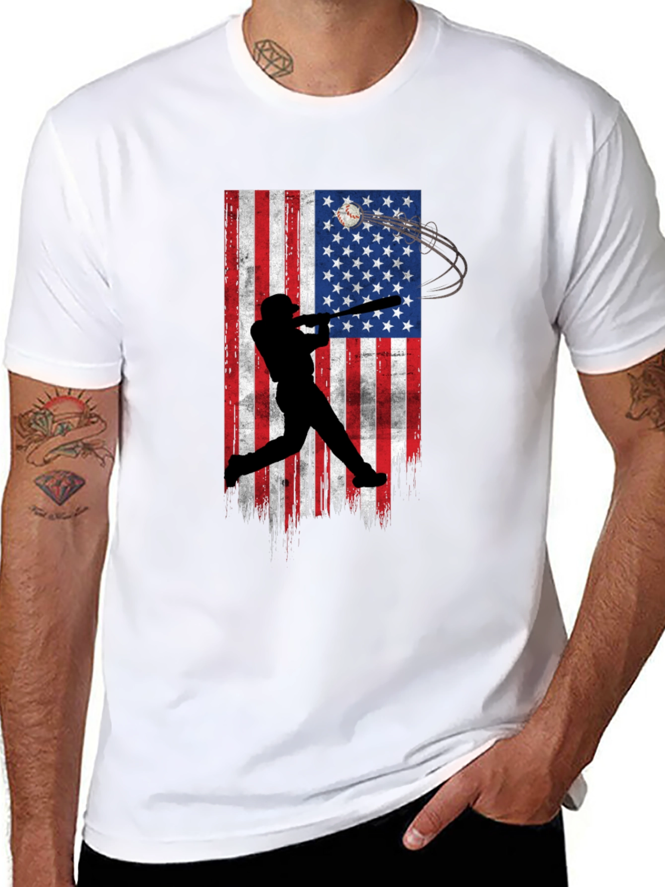 Baseball USA Flag Graphic Tee