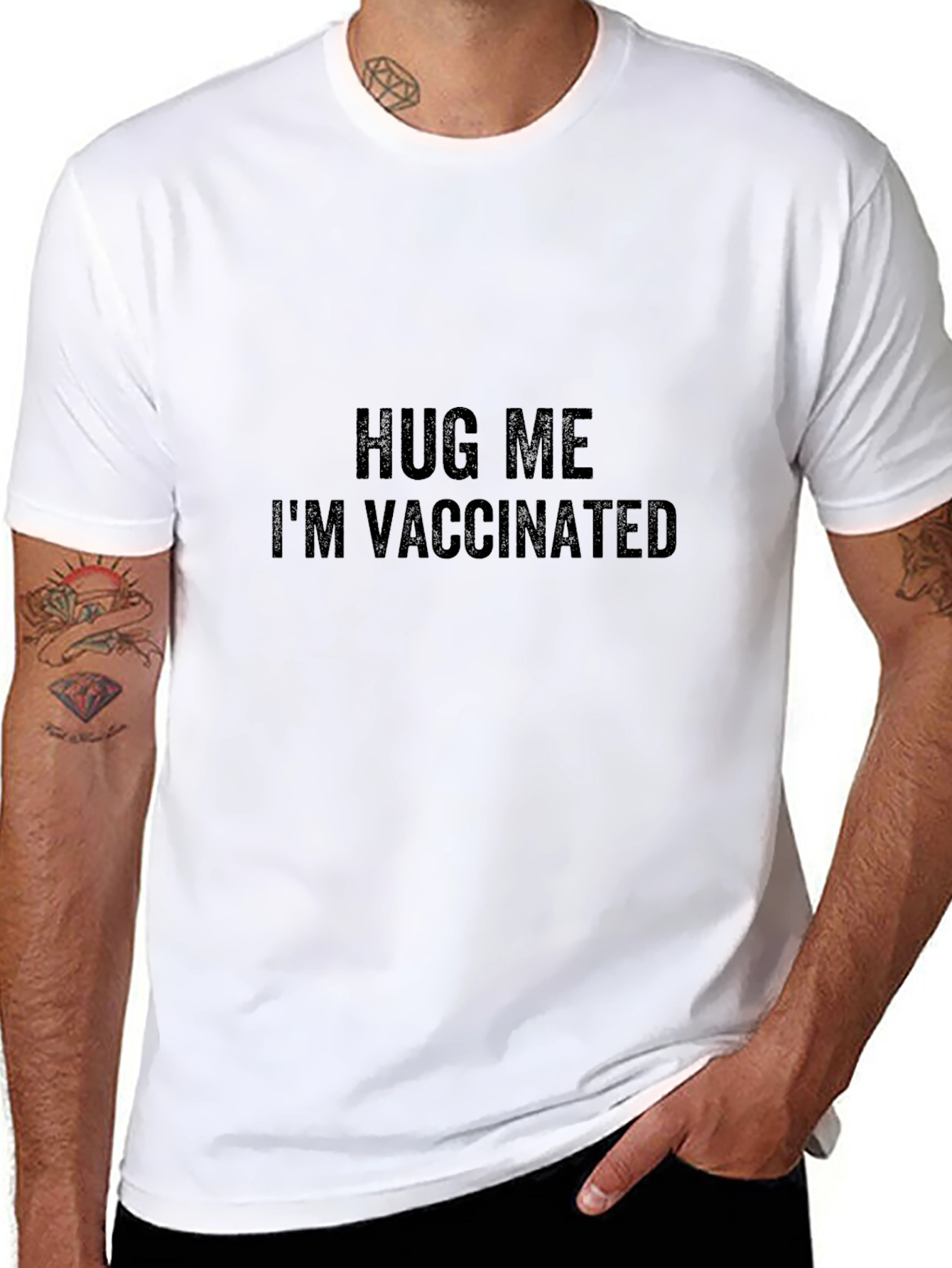 Hug Me Im Vaccinated T-Shirt Funny Novelty Tee