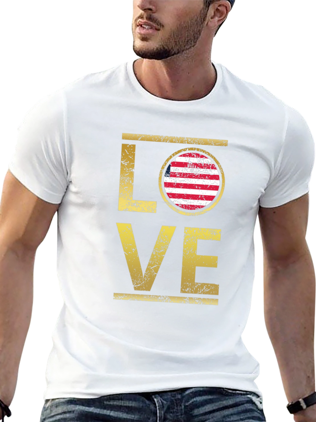 Love USA Flag Graphic T-Shirt - Patriotic Style