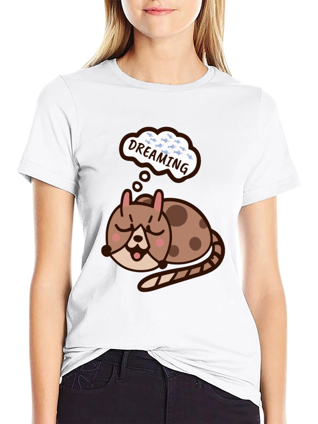 Dreaming Cat T-Shirt - Cute Graphic Tee