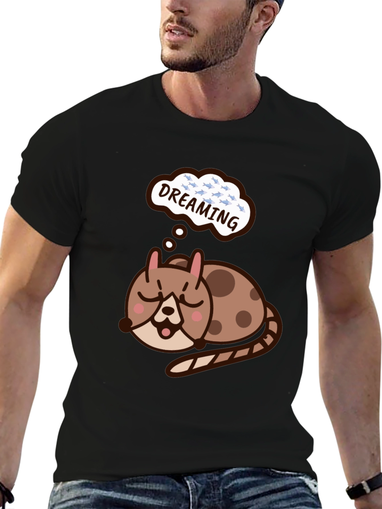 Dreaming Cat T-Shirt - Cute Graphic Tee