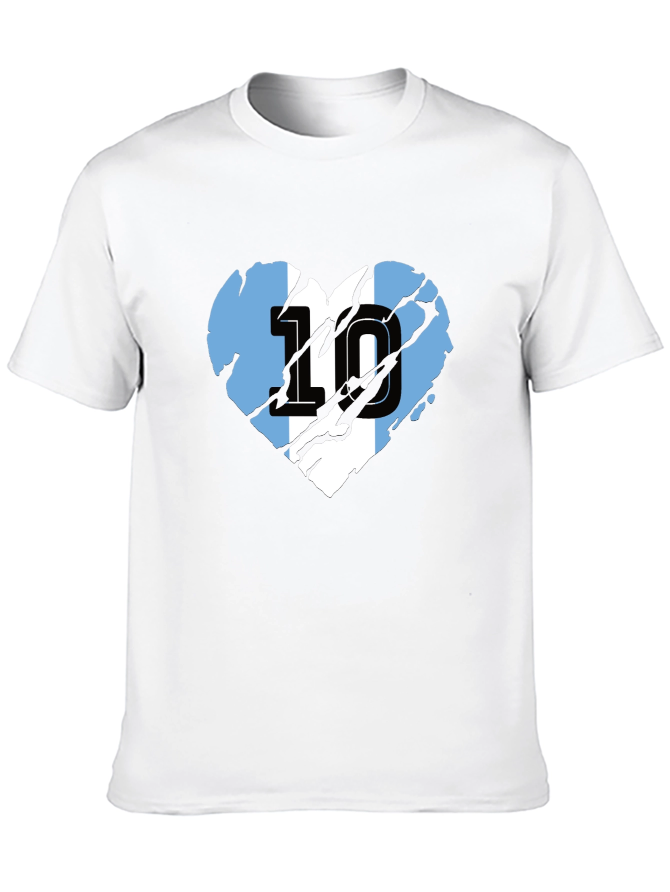 Argentina Flag Heart Number 10 Black T-Shirt