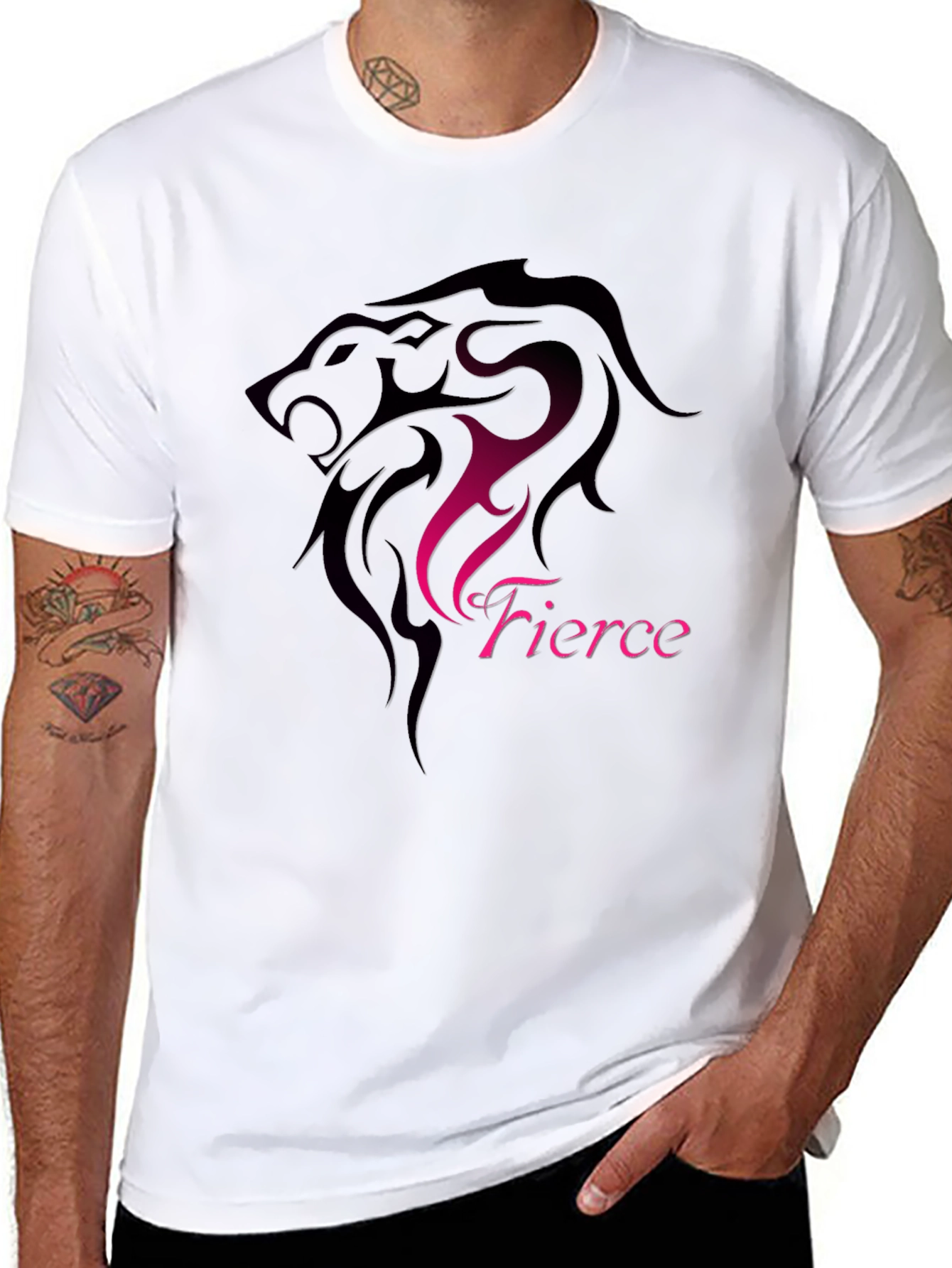 Fierce Lion Graphic Black T-Shirt