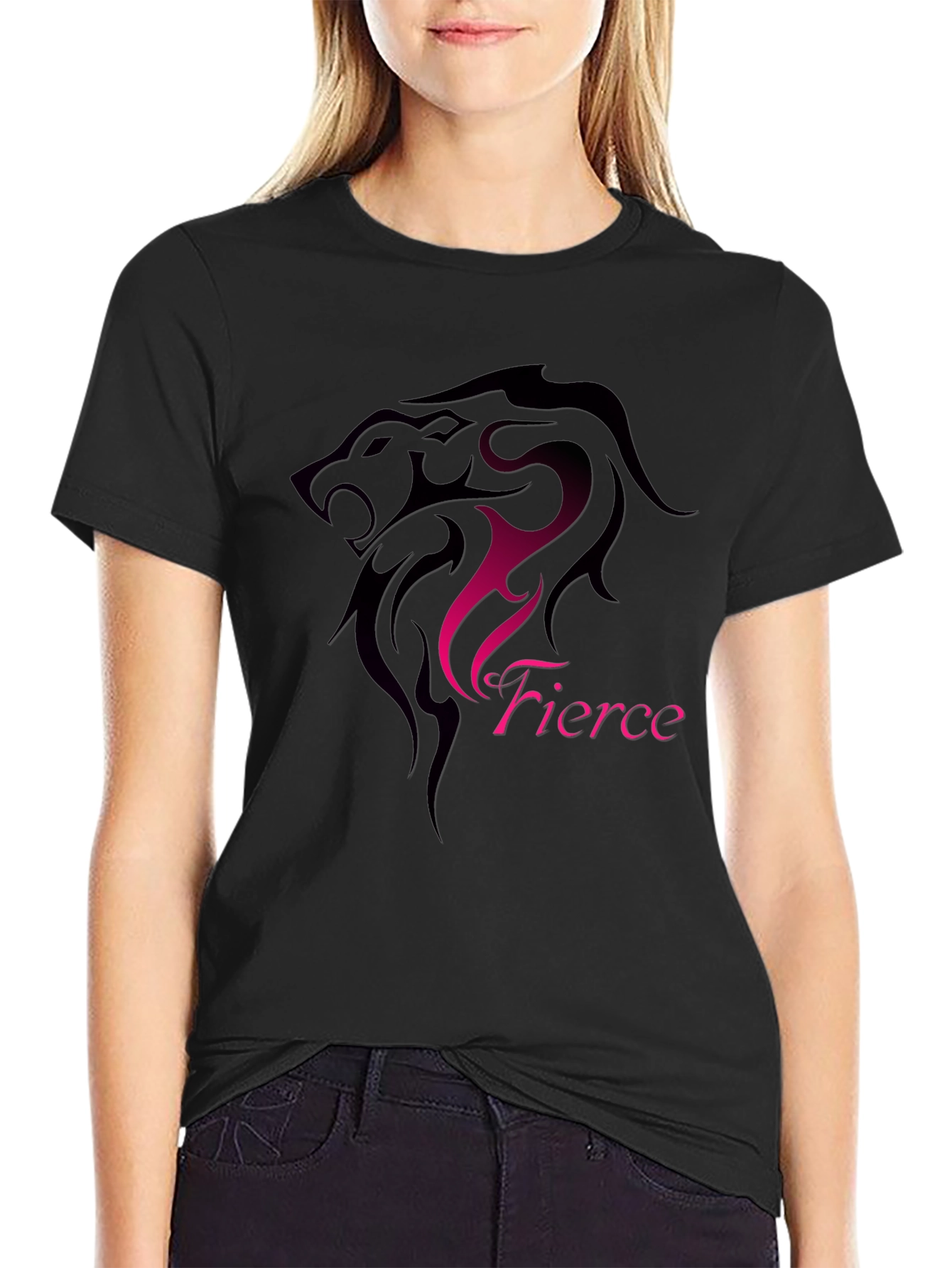 Fierce Lion Graphic Black T-Shirt