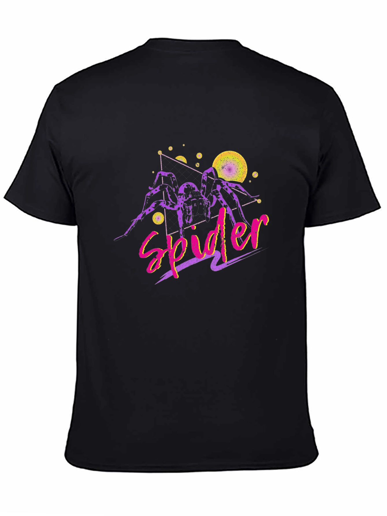 Retro Spider Graphic Tee - Mens Black Cotton T-Shirt