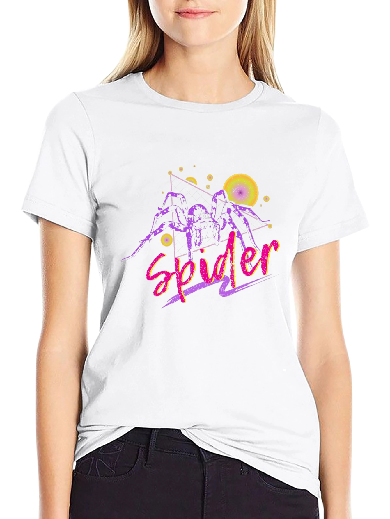 Retro Spider Graphic Tee - Mens Black Cotton T-Shirt