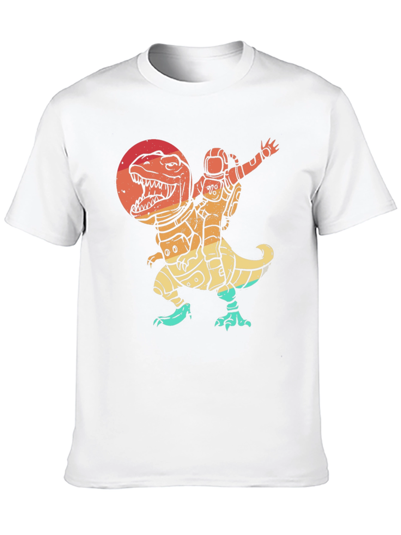 Astronaut Riding Dinosaur T-Shirt - Retro Space Design