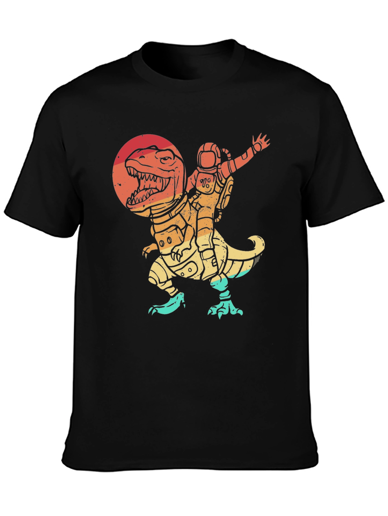 Astronaut Riding Dinosaur T-Shirt - Retro Space Design