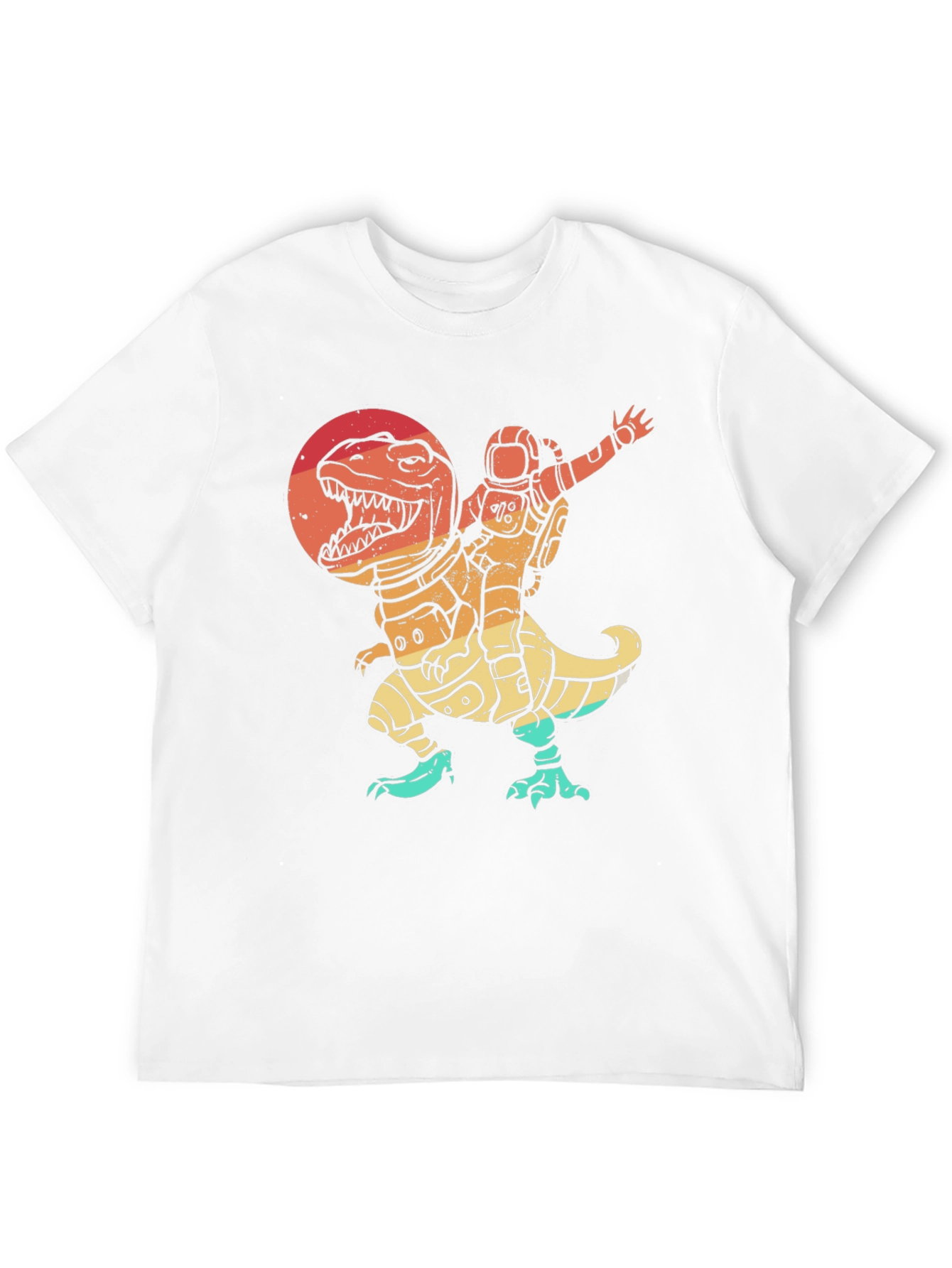 Astronaut Riding Dinosaur T-Shirt - Retro Space Design
