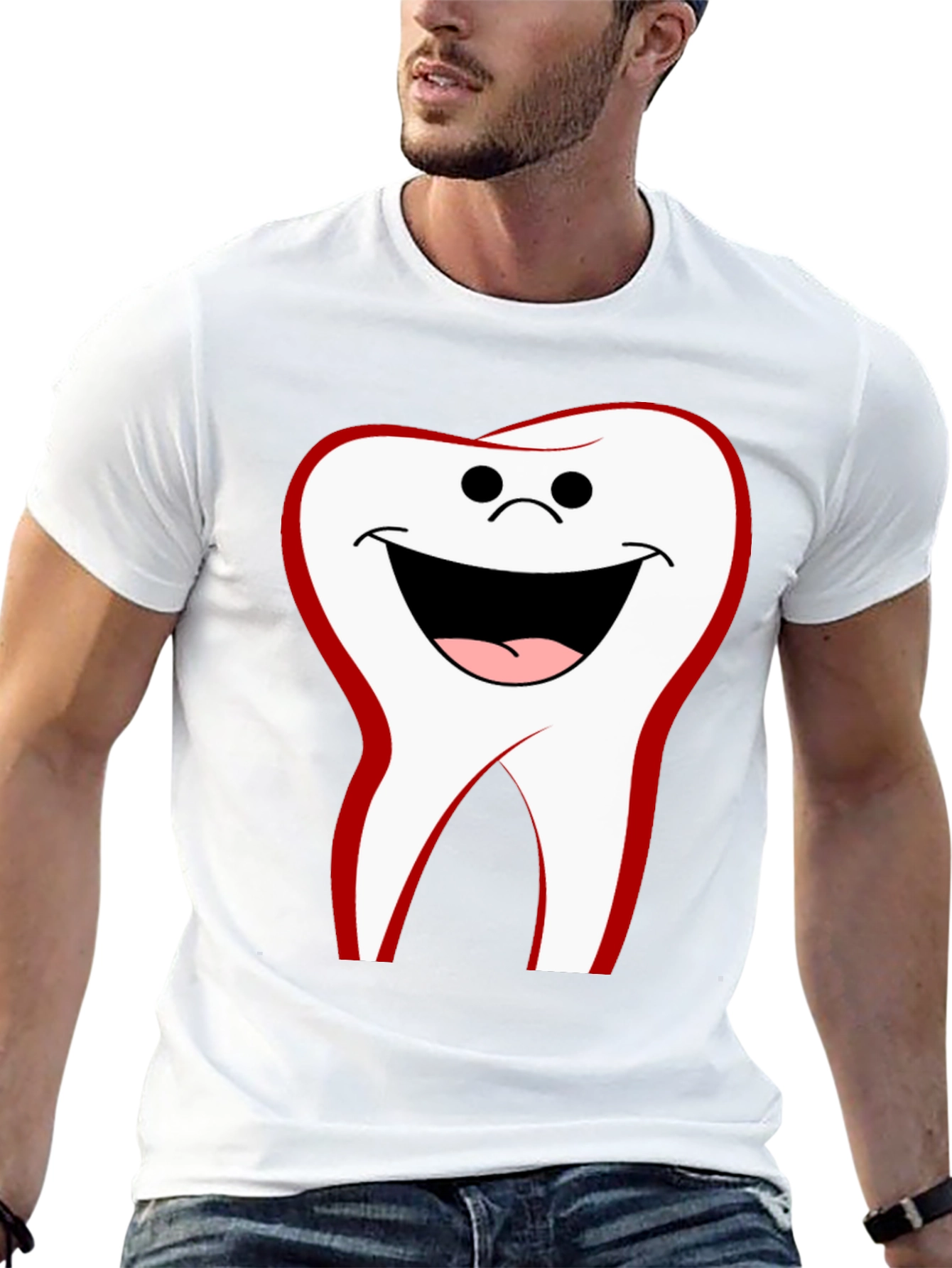 Funny Tooth Graphic Tee - Black Cotton Comfort