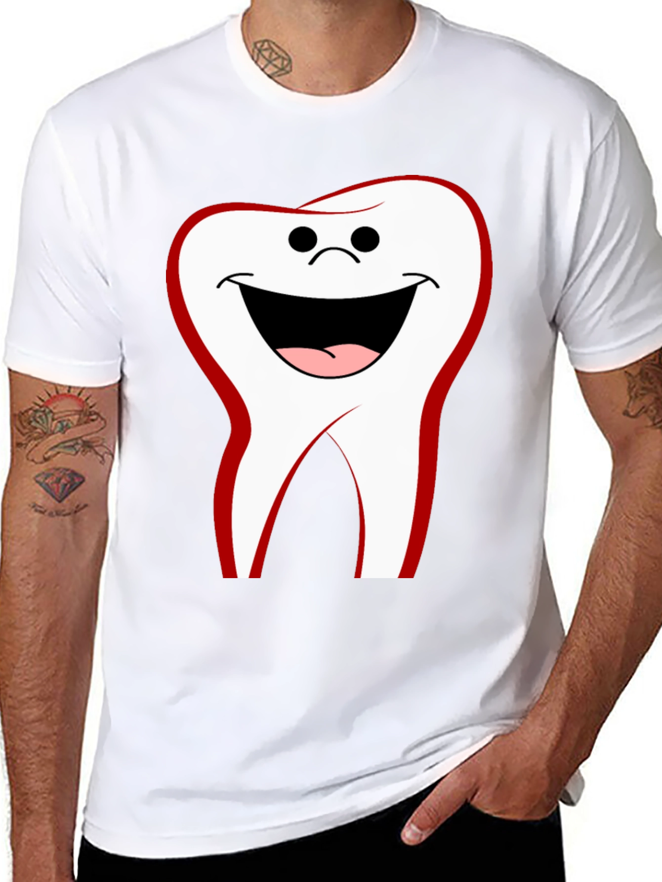 Funny Tooth Graphic Tee - Black Cotton Comfort