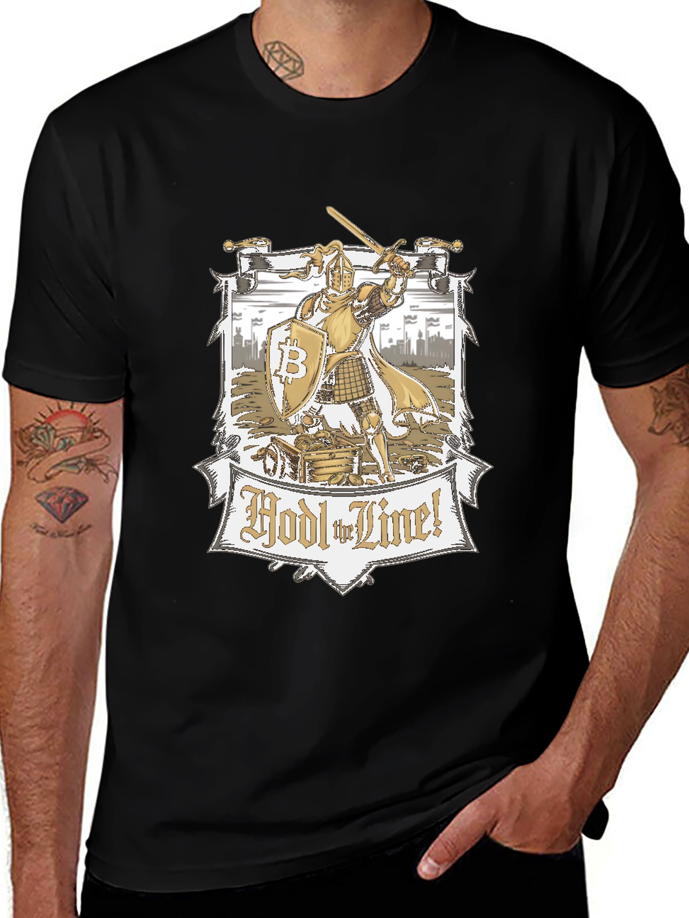HODL the Line! Bitcoin Knight Graphic Tee
