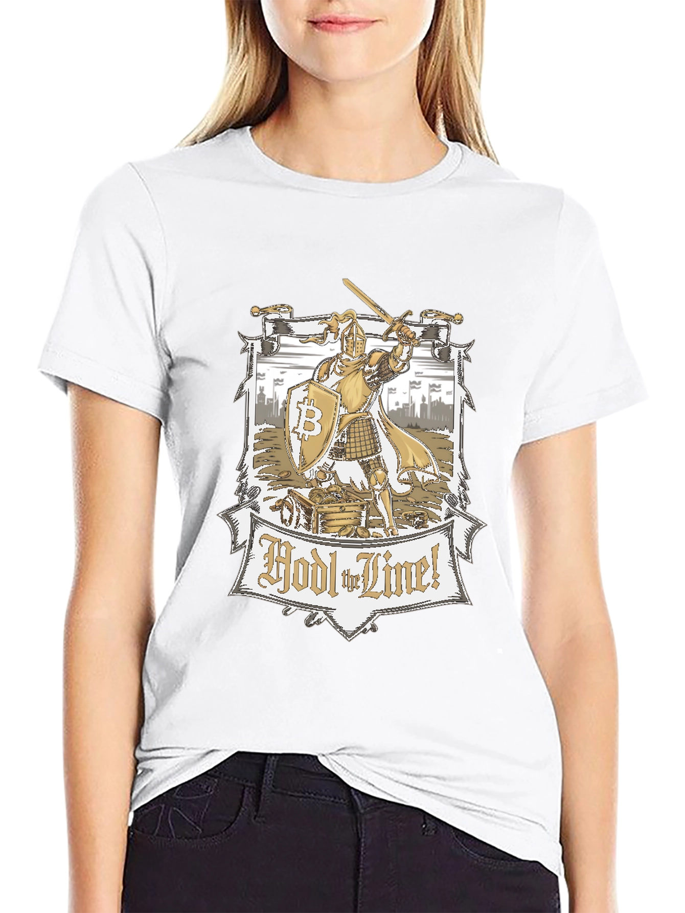 HODL the Line! Bitcoin Knight Graphic Tee