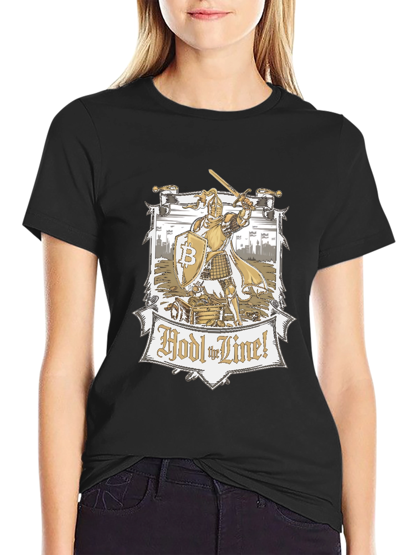 HODL the Line! Bitcoin Knight Graphic Tee