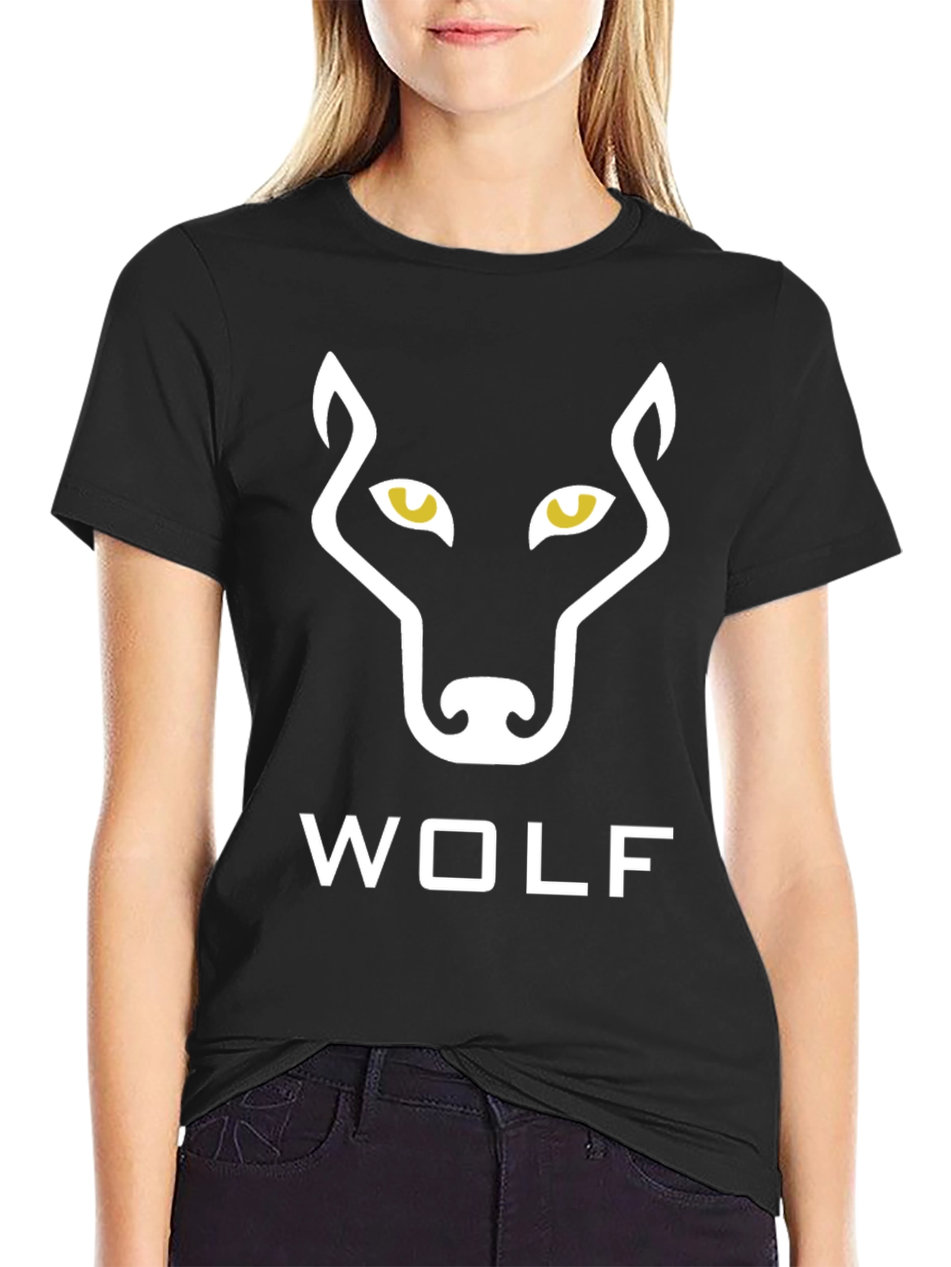 Wolf Graphic Print Black T-Shirt