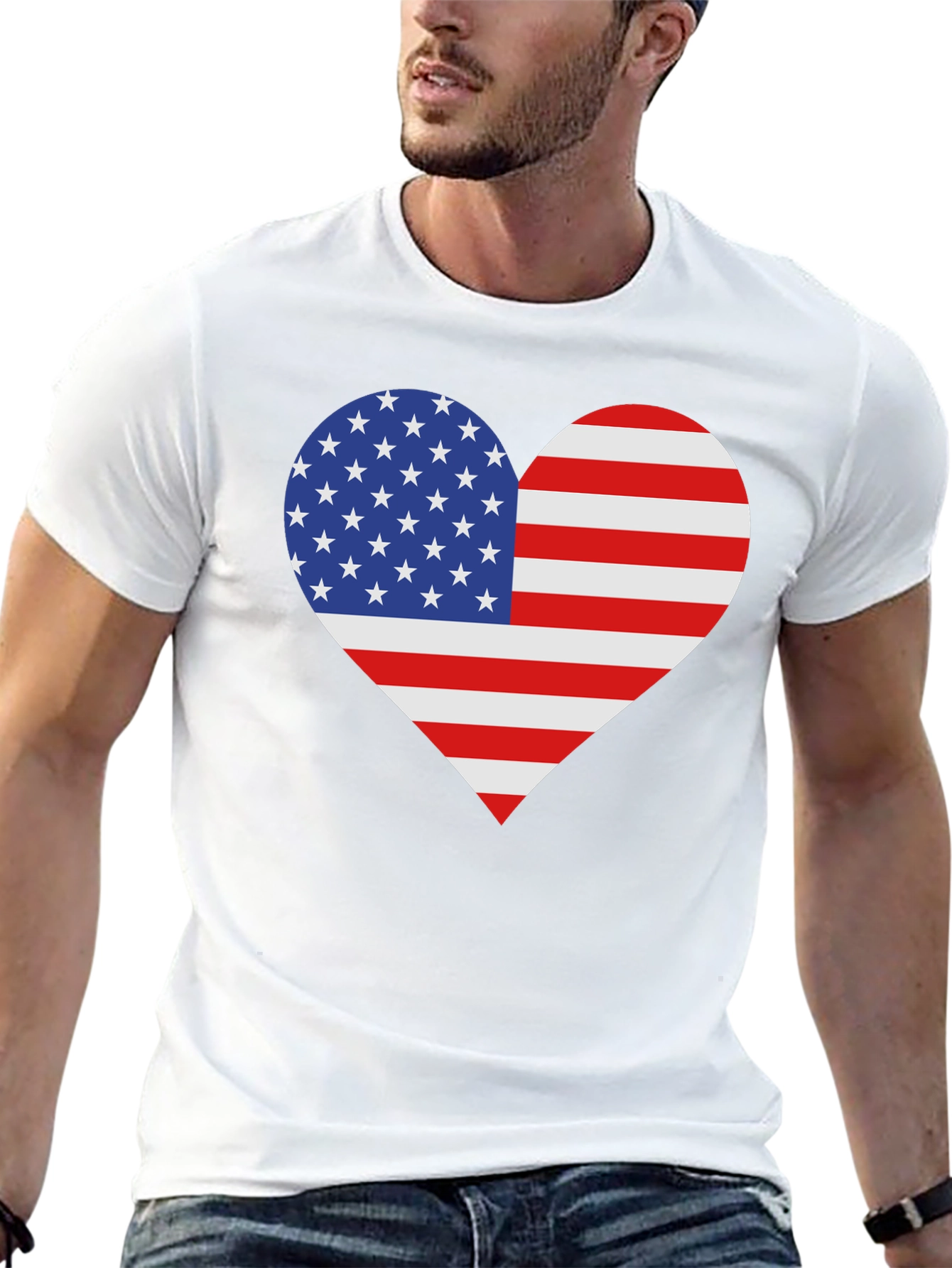 American Flag Heart T-Shirt - Patriotic Love