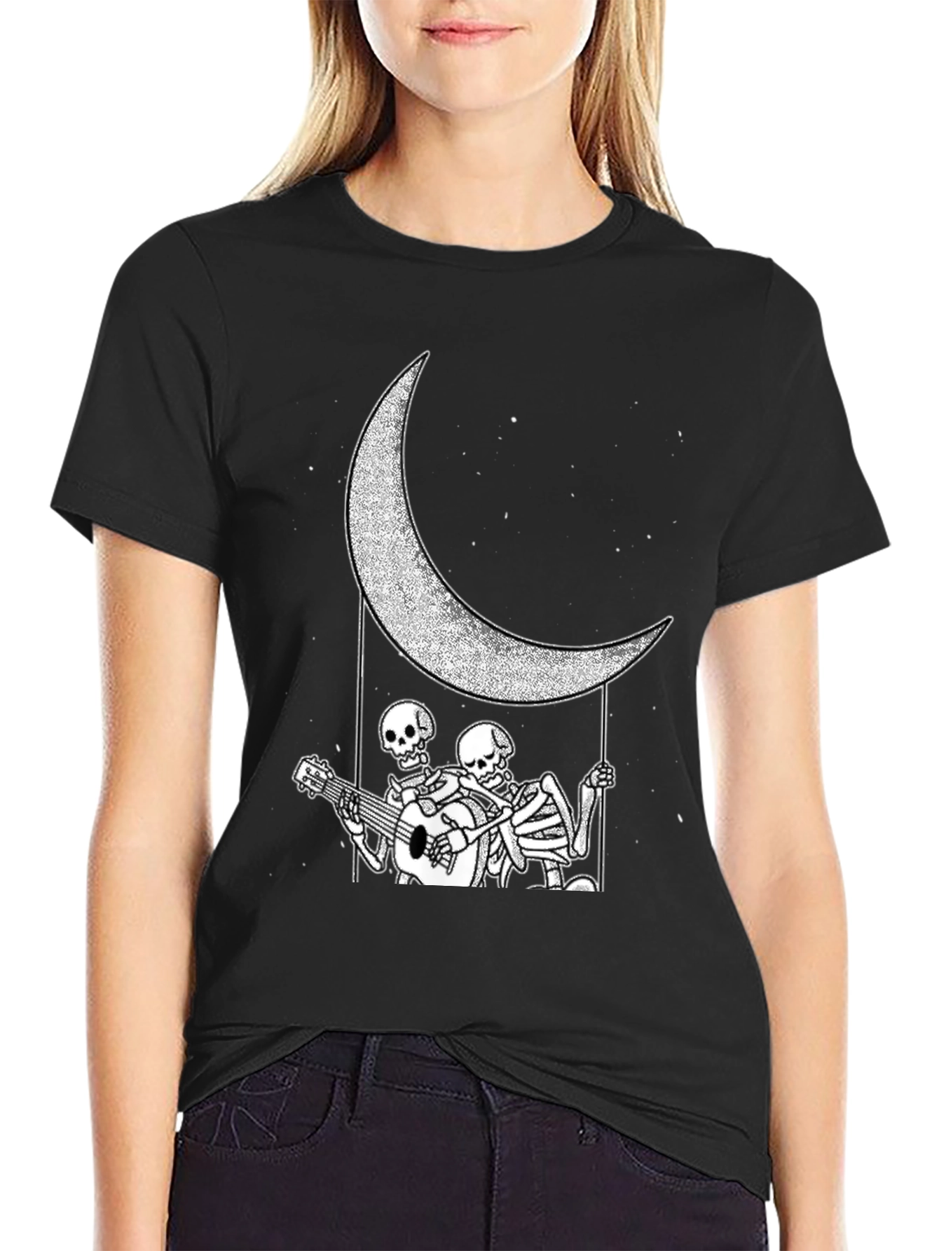 Skeleton Moon Serenade Graphic Tee