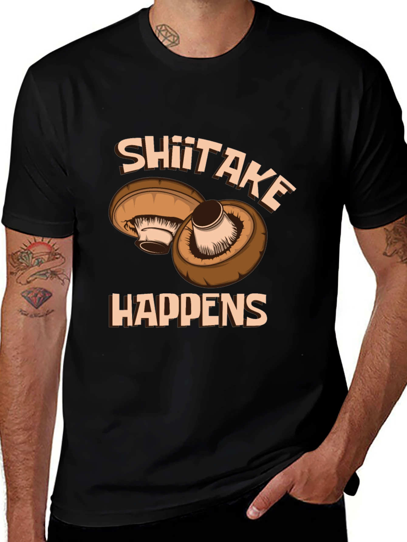 Shiitake Happens Graphic T-Shirt - Funny Mushroom Tee