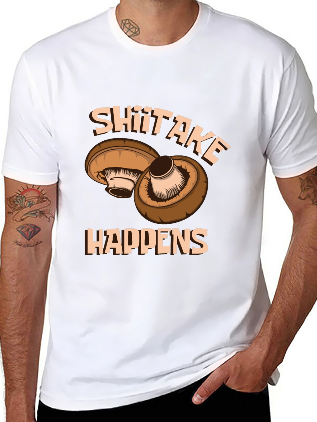 Shiitake Happens Graphic T-Shirt - Funny Mushroom Tee
