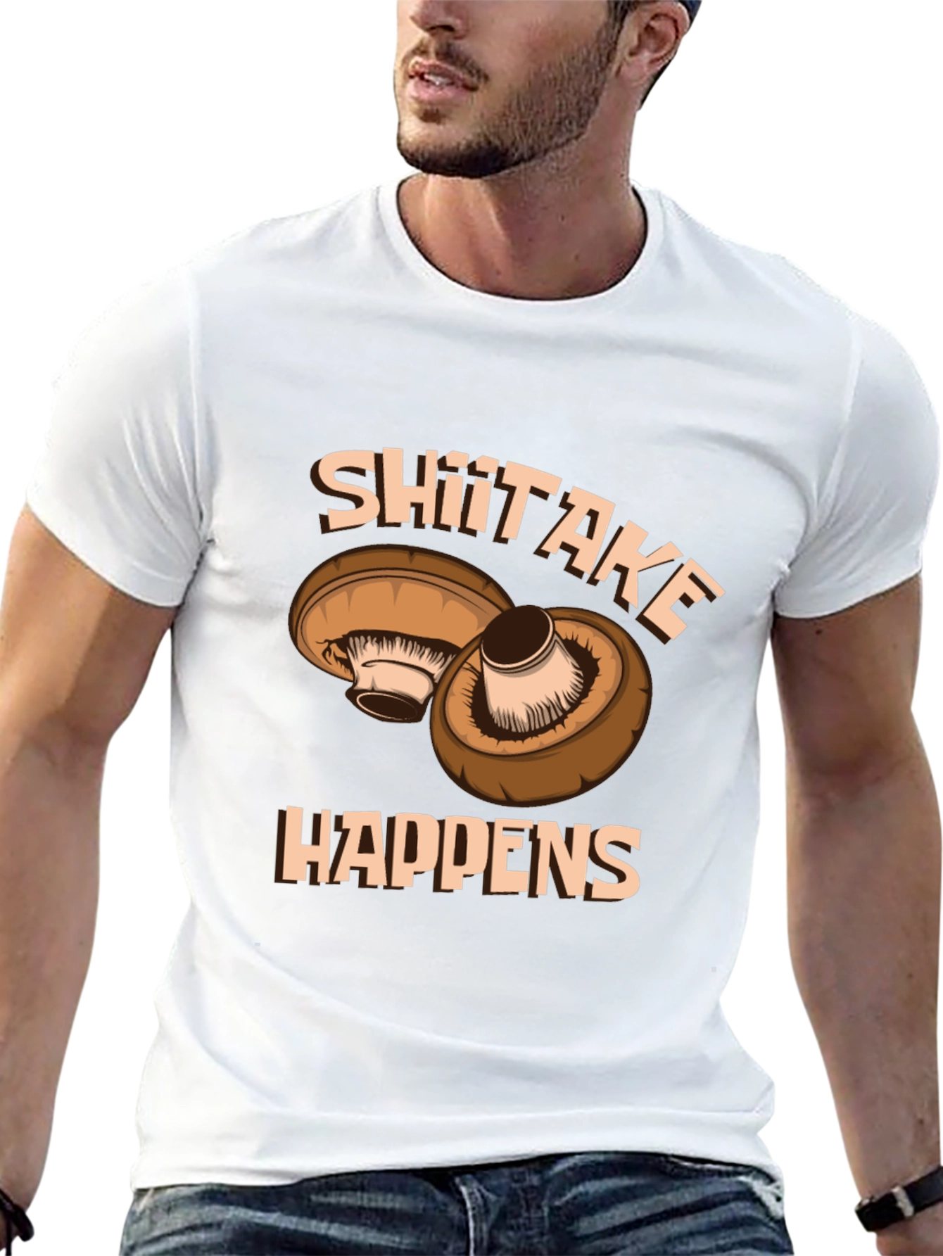 Shiitake Happens Graphic T-Shirt - Funny Mushroom Tee