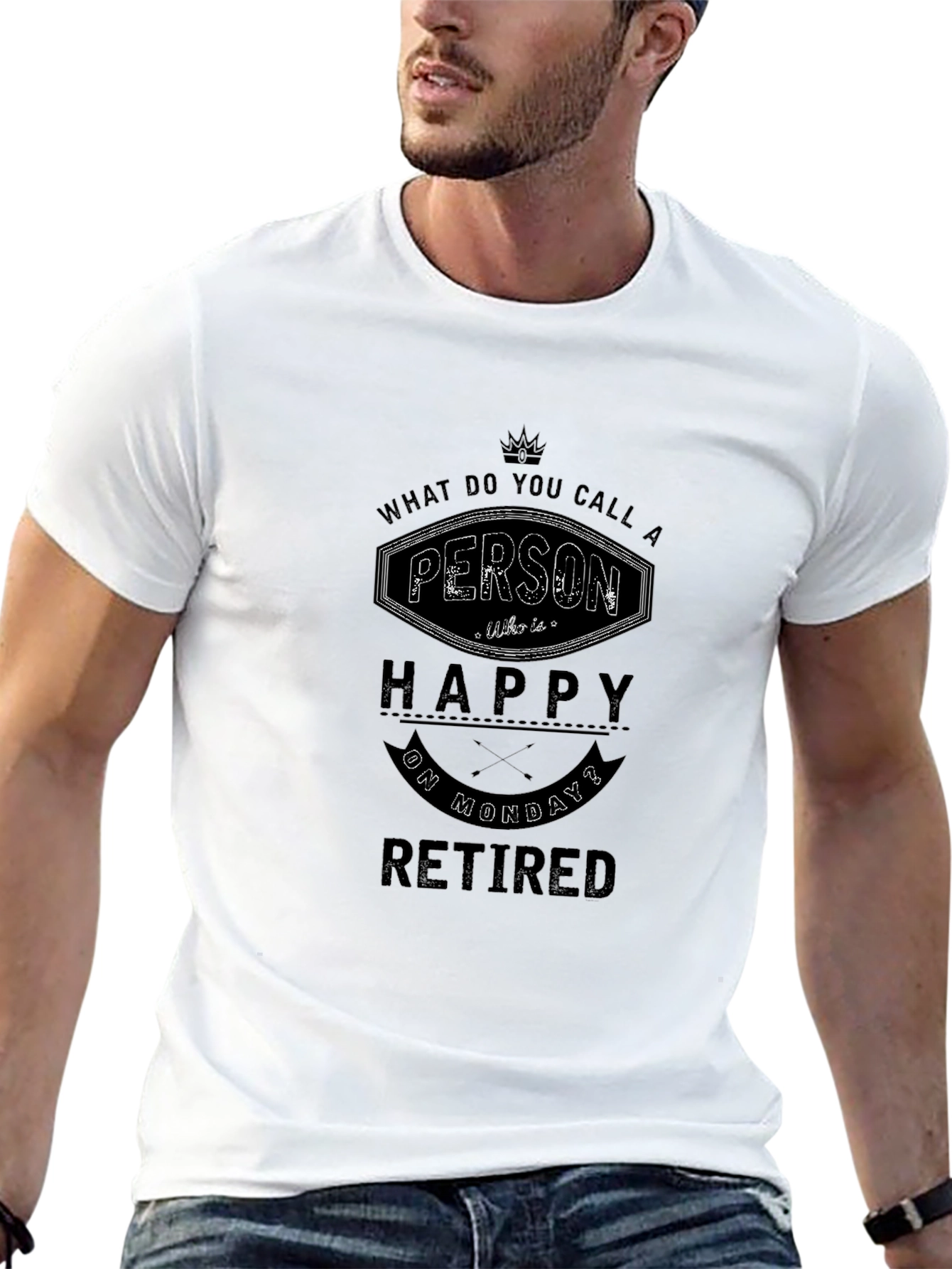 Retired Happy Monday Graphic Tee - Black