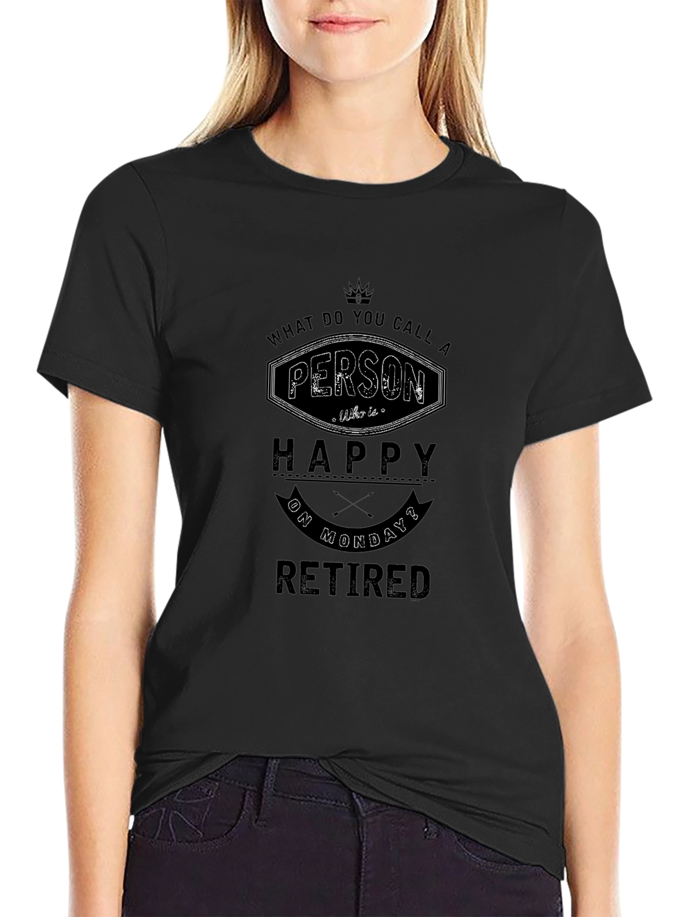 Retired Happy Monday Graphic Tee - Black