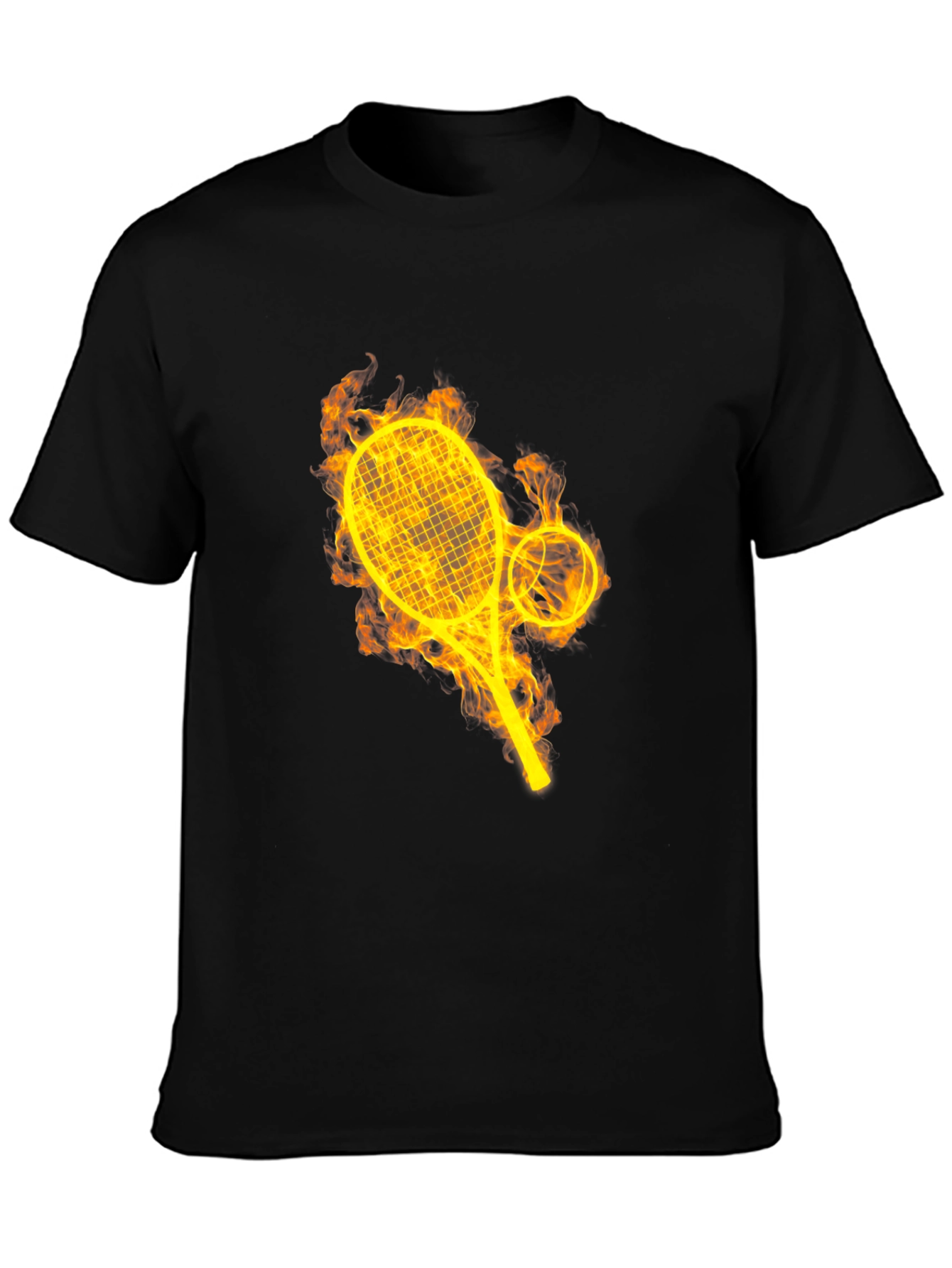 Fiery Tennis Racket Graphic Tee