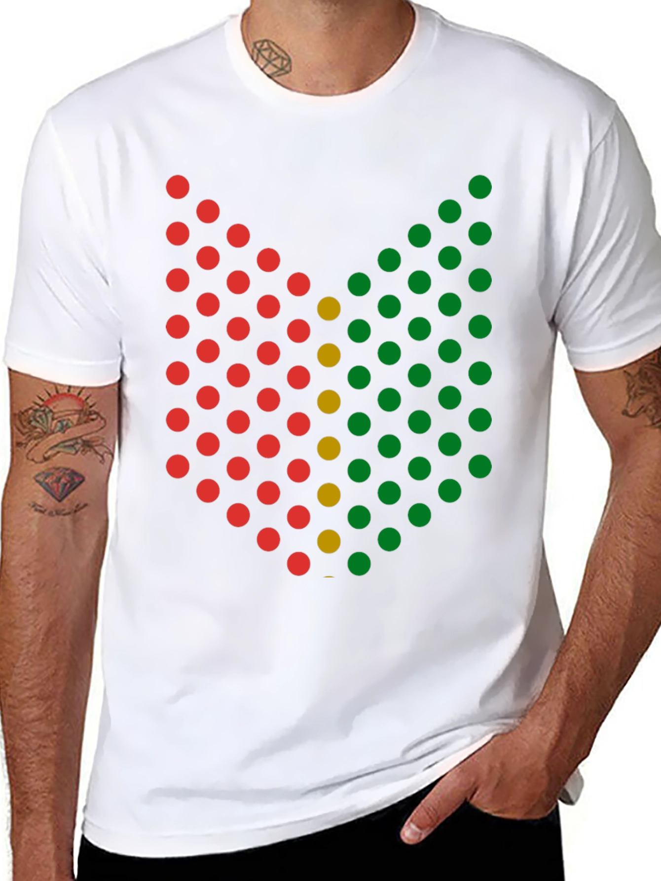 Abstract Dot Pattern Graphic Tee - Black
