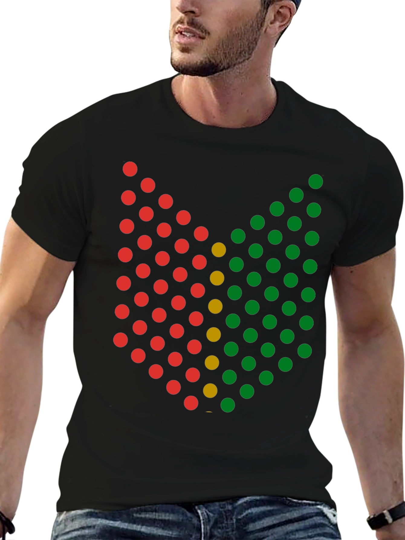 Abstract Dot Pattern Graphic Tee - Black