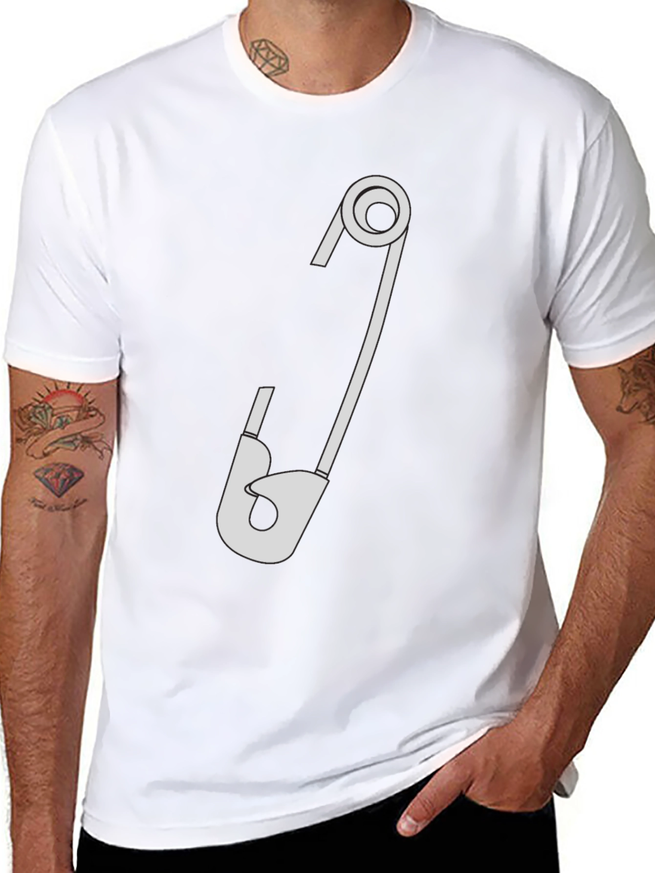Safety Pin Graphic T-Shirt - Black Cotton Tee