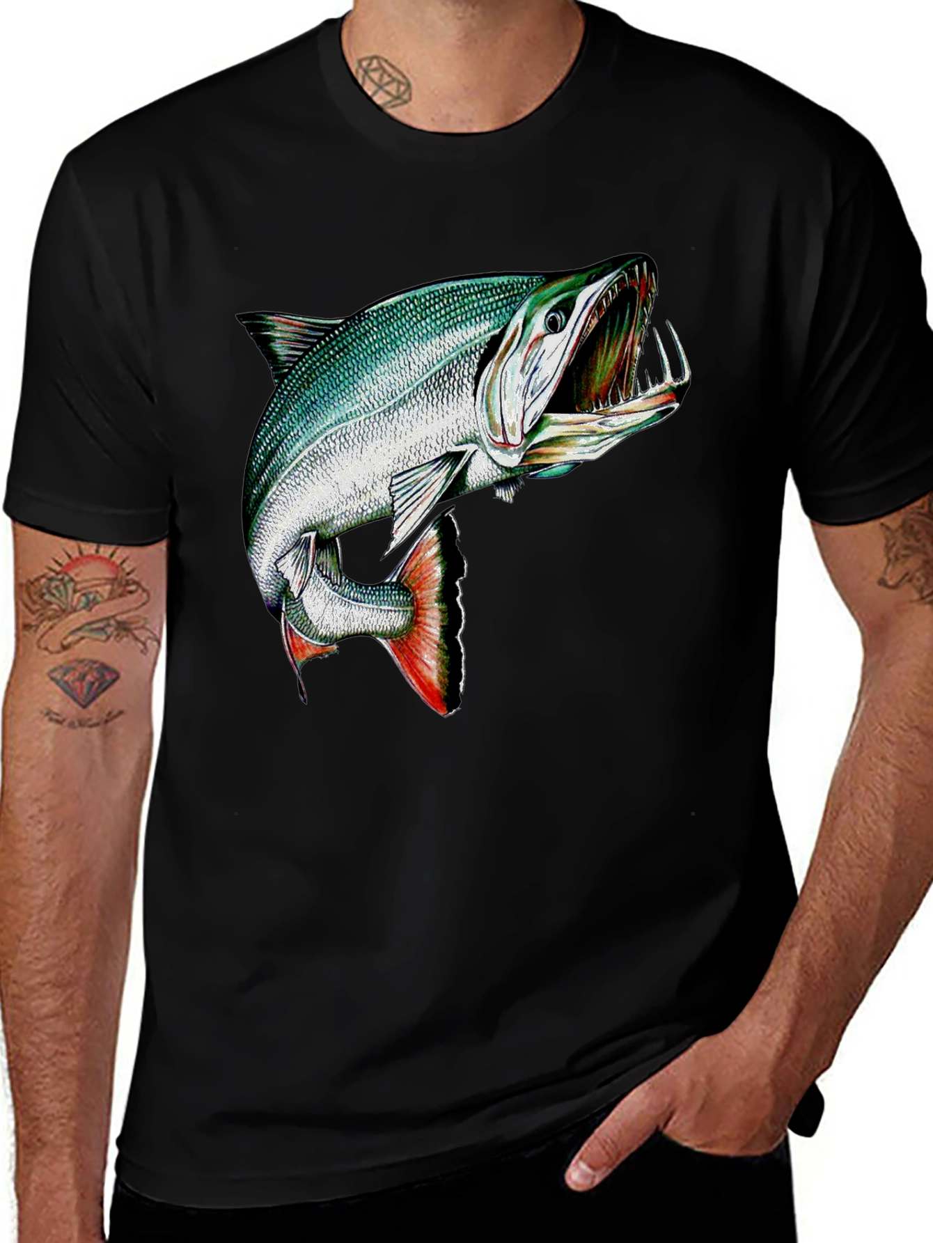 Black T-Shirt with Angler Fish Graphic