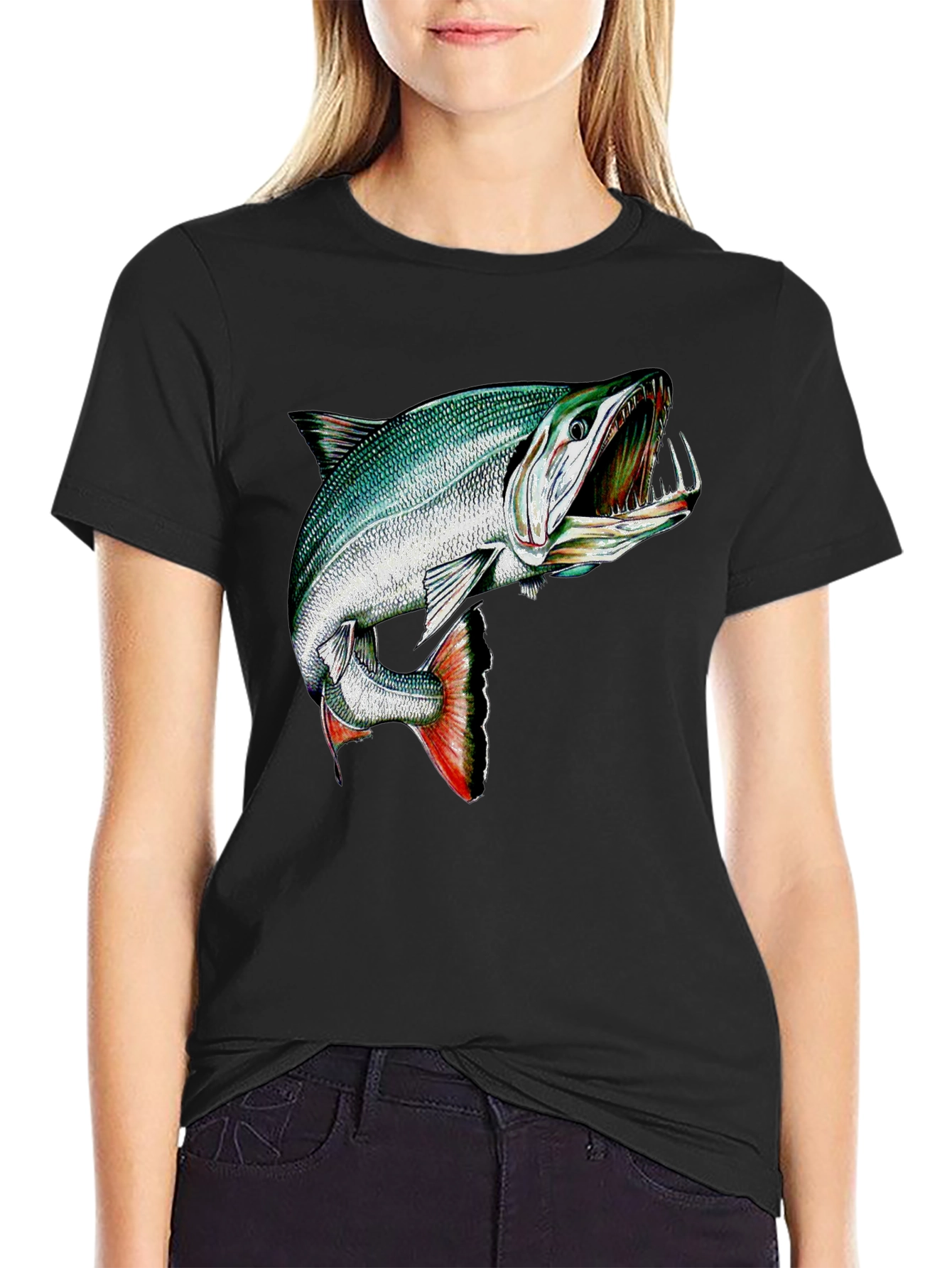 Black T-Shirt with Angler Fish Graphic