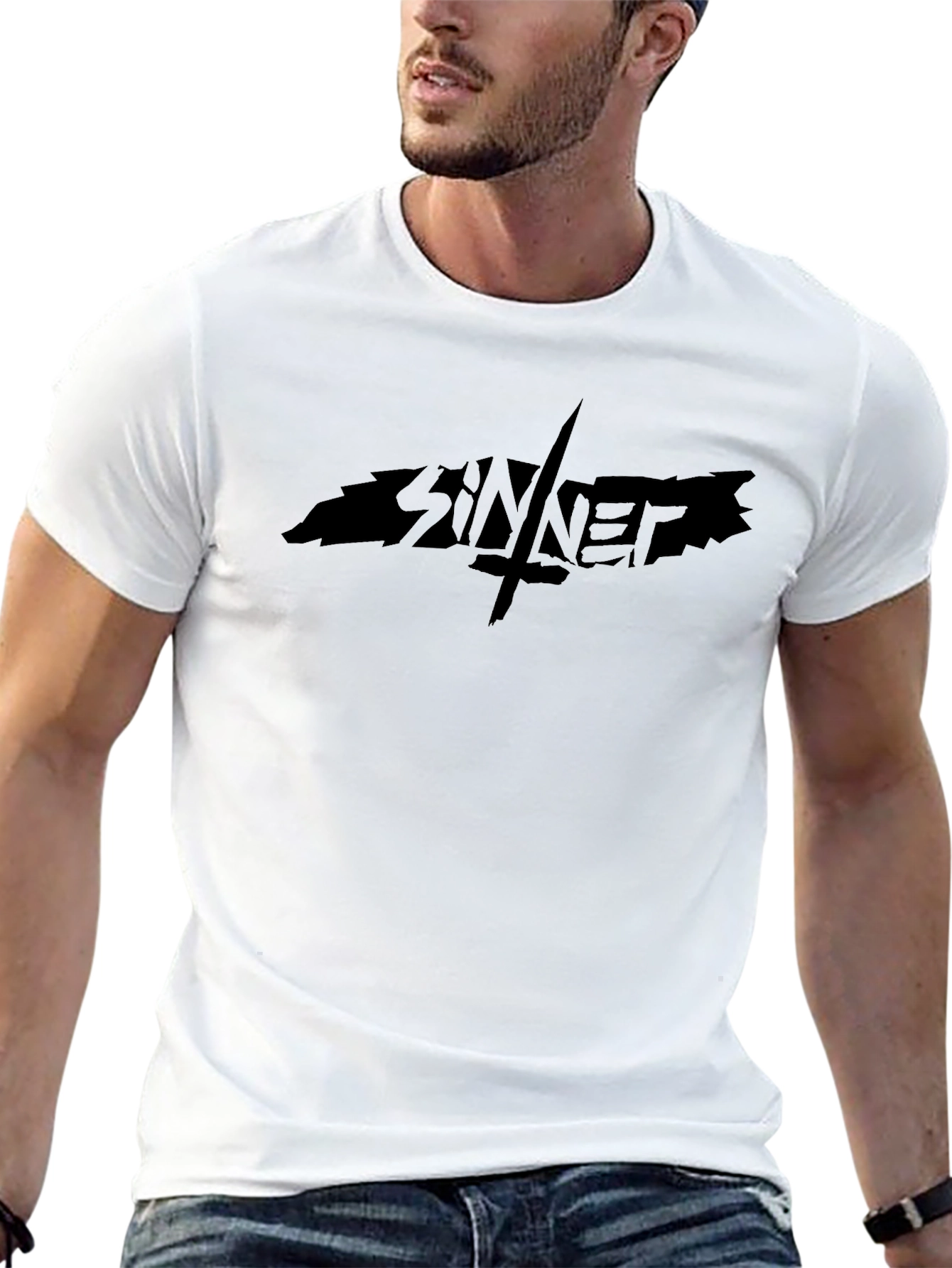 Sinner Graphic Print Black T-Shirt