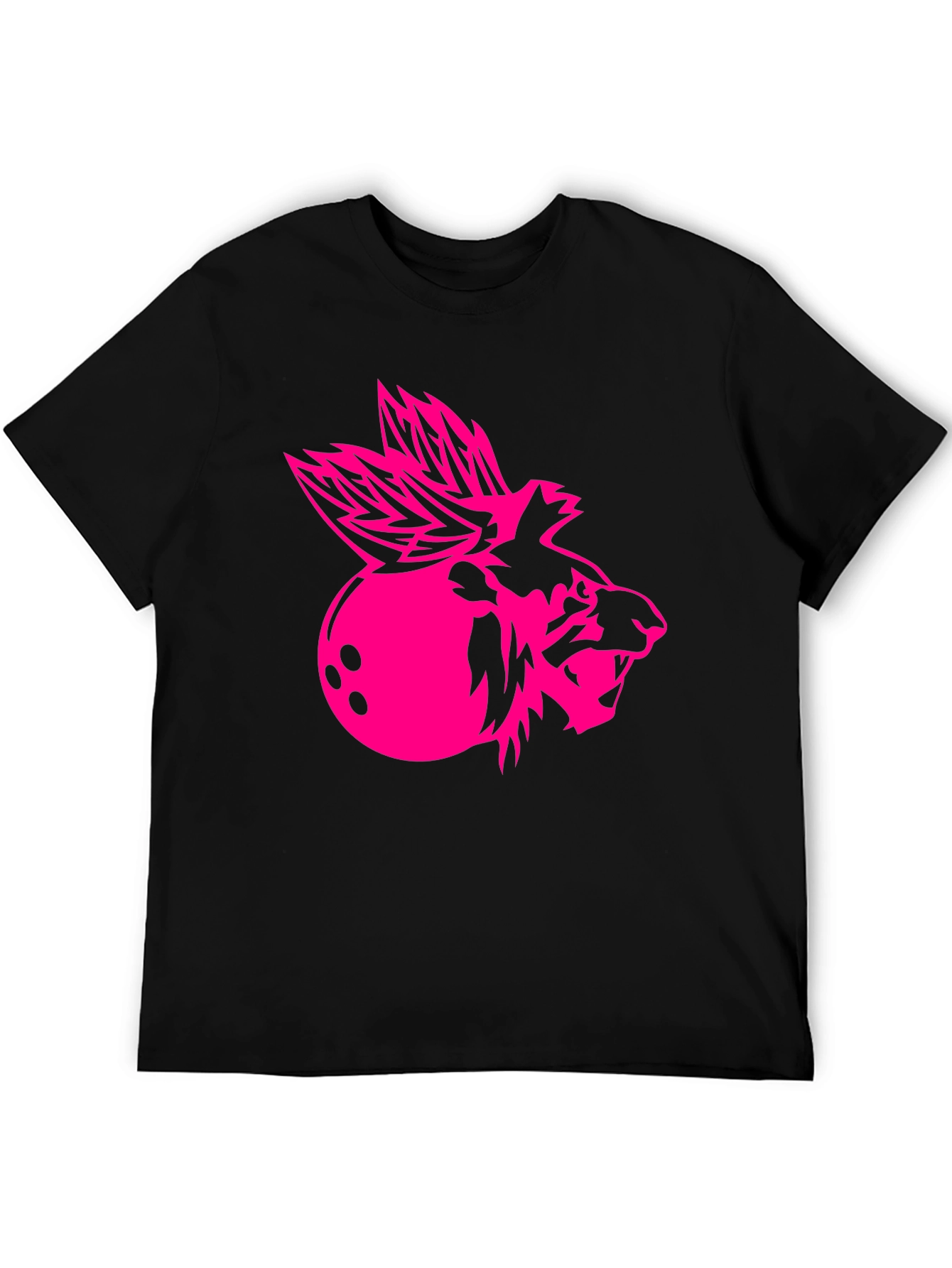 Cool Black Graphic Tee - Pink Bowling Lion