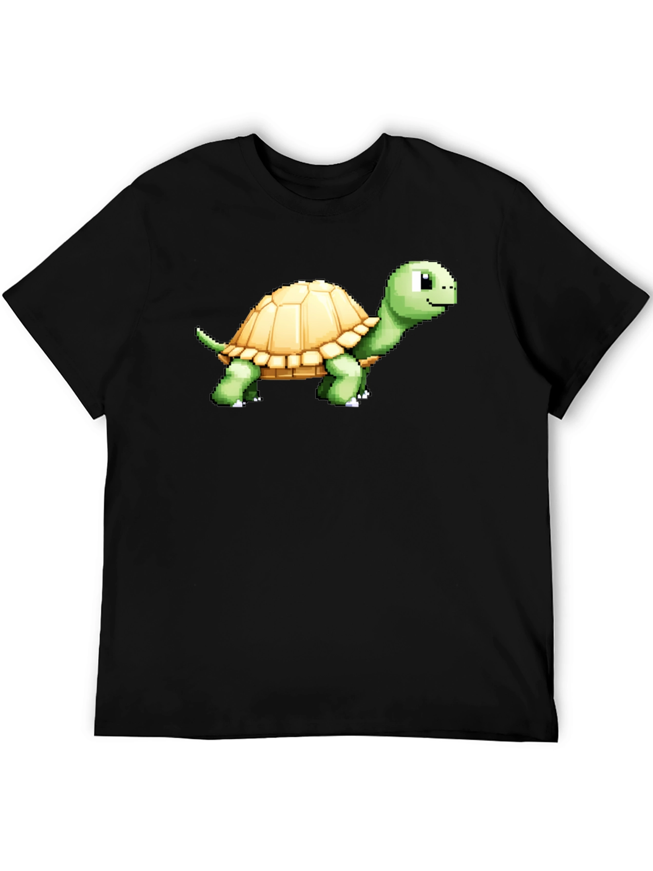 Pixel Art Turtle Graphic Tee - Cool Black T-Shirt