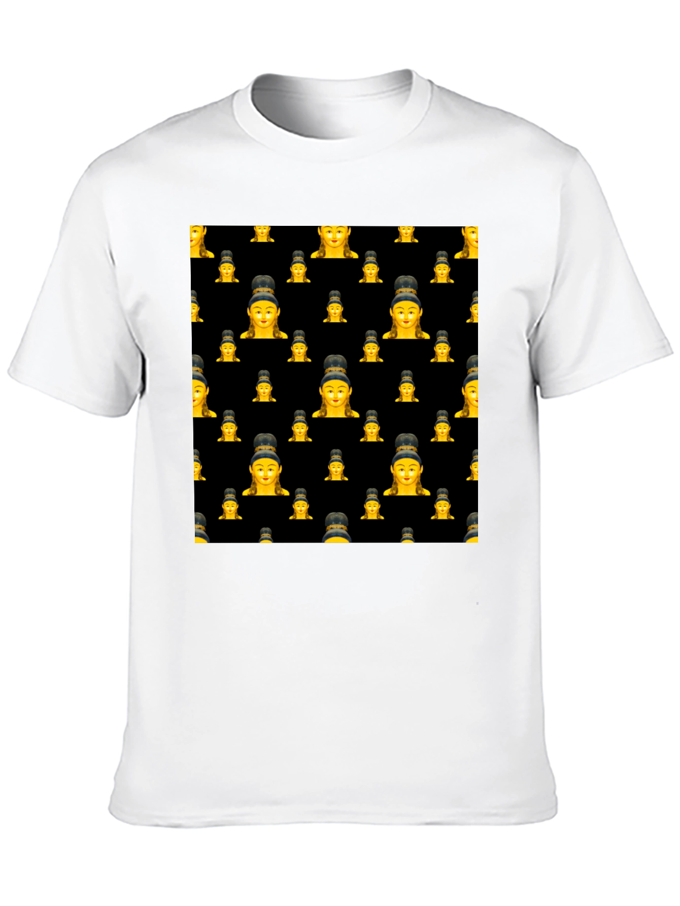 Buddha Emoji Pattern Black T-Shirt