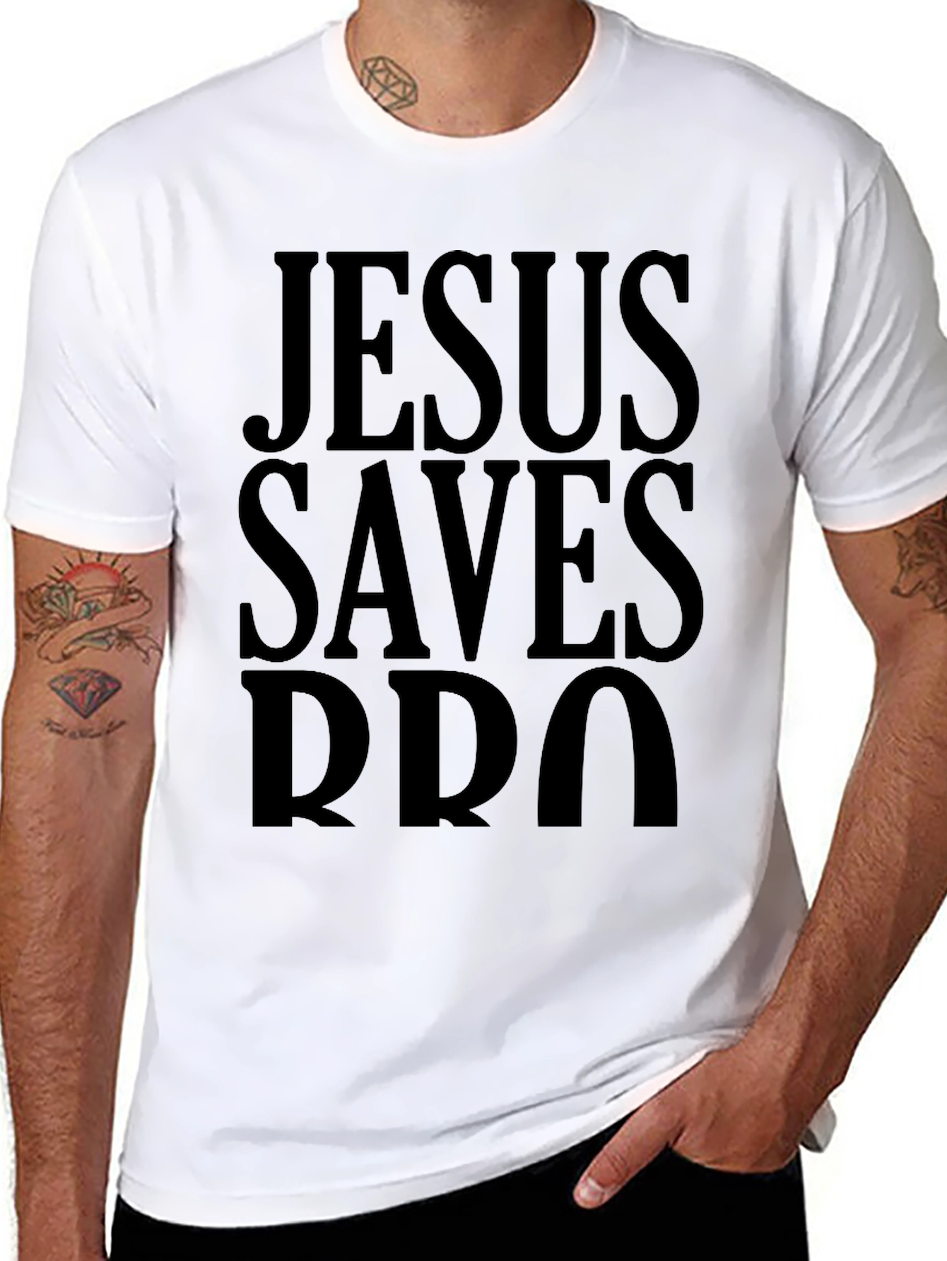 Jesus Saves Bro Black T-Shirt