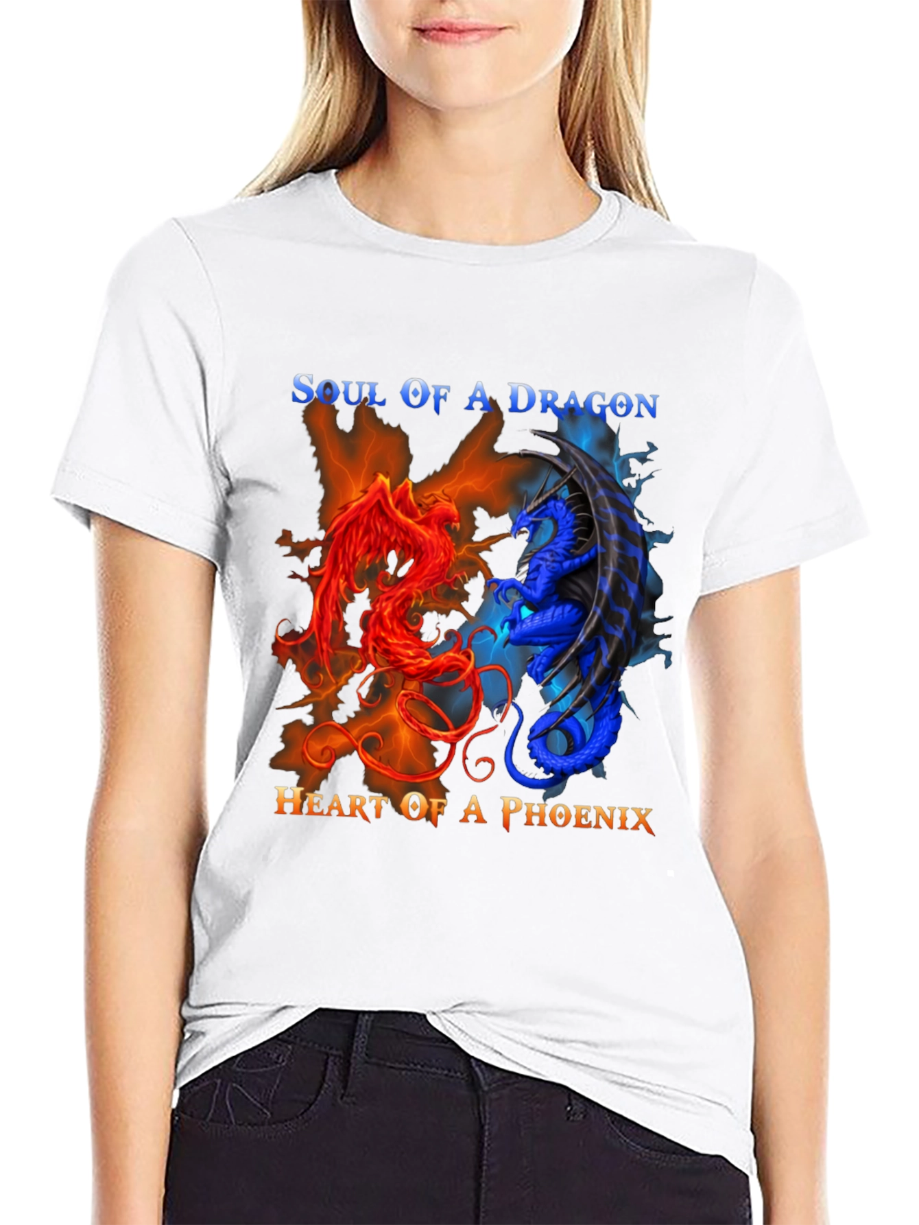 Soul of Dragon Heart of Phoenix Black T-Shirt