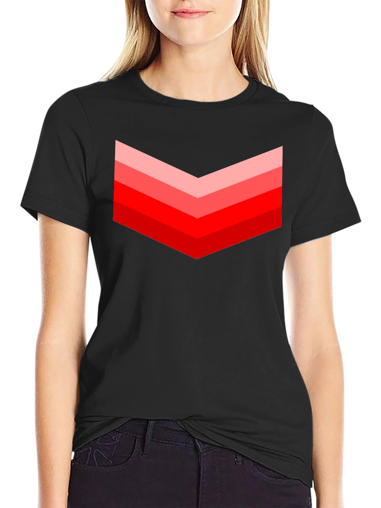 Red Chevron Graphic Black T-Shirt