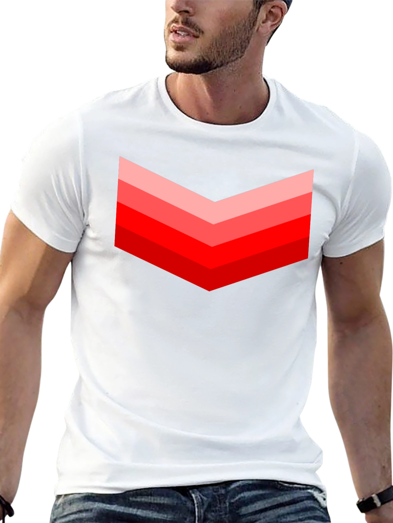 Red Chevron Graphic Black T-Shirt