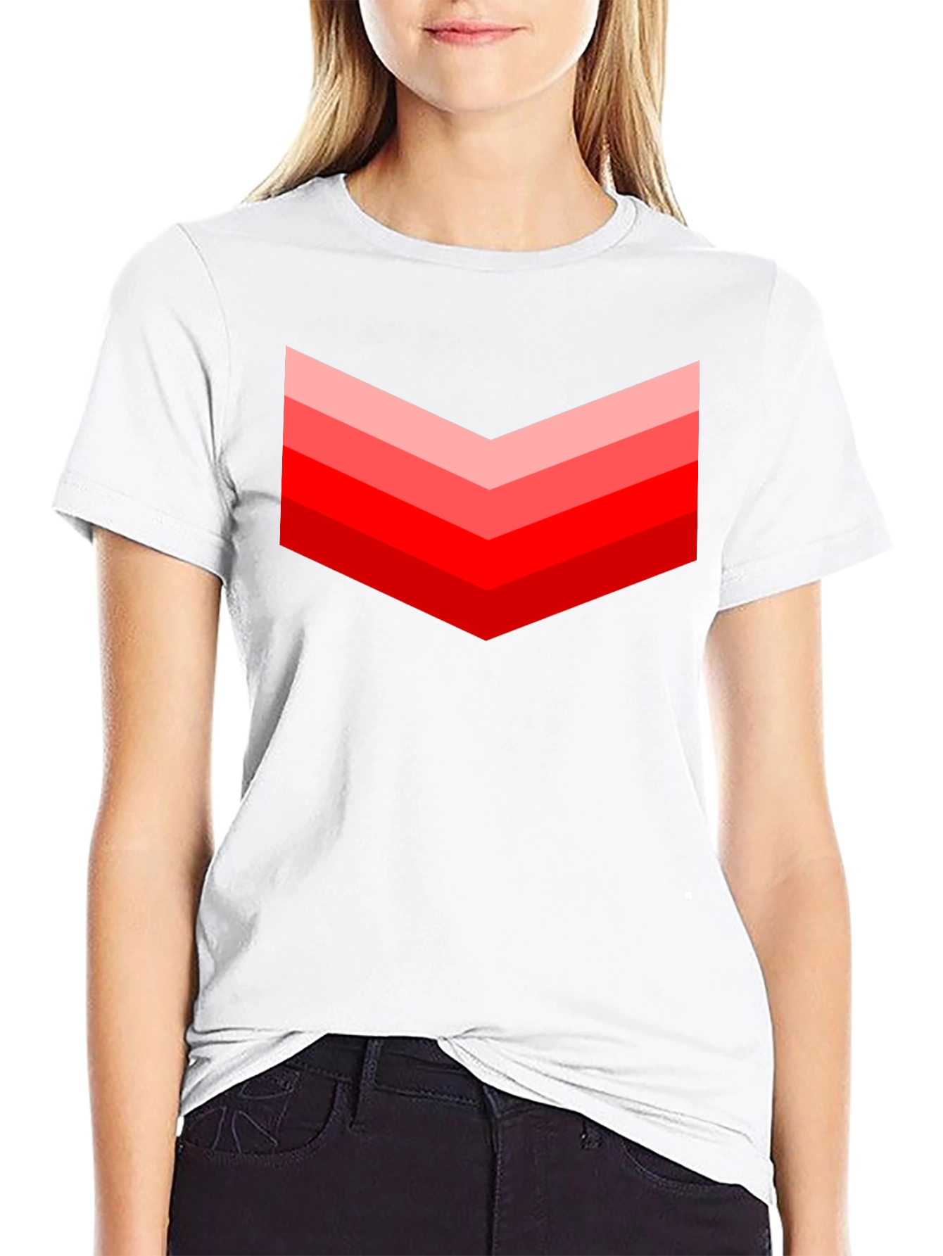 Red Chevron Graphic Black T-Shirt