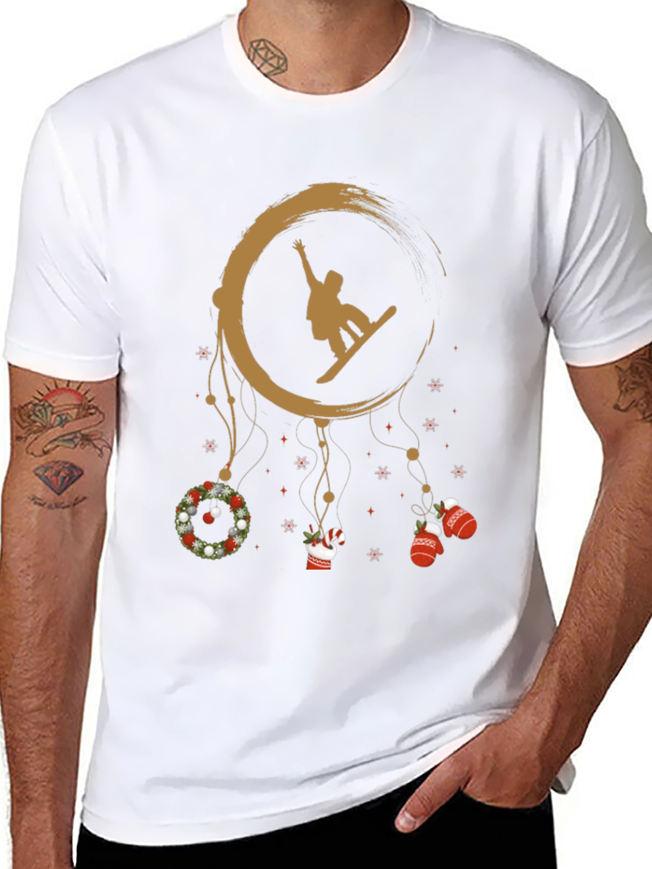 Snowboard Christmas Dreamcatcher Graphic Tee