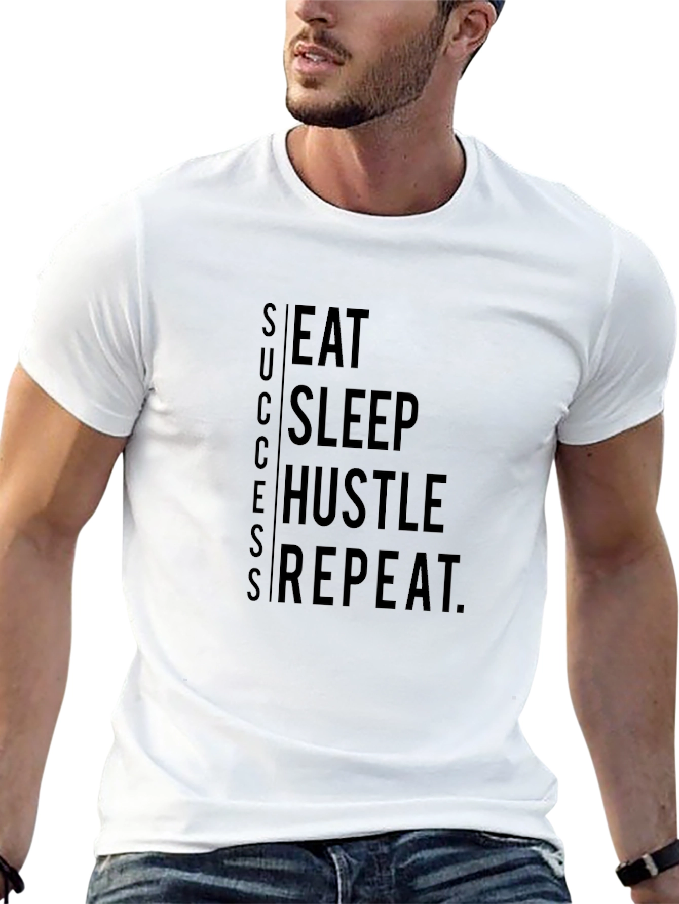 Success Eat Sleep Hustle Repeat Black Graphic Tee