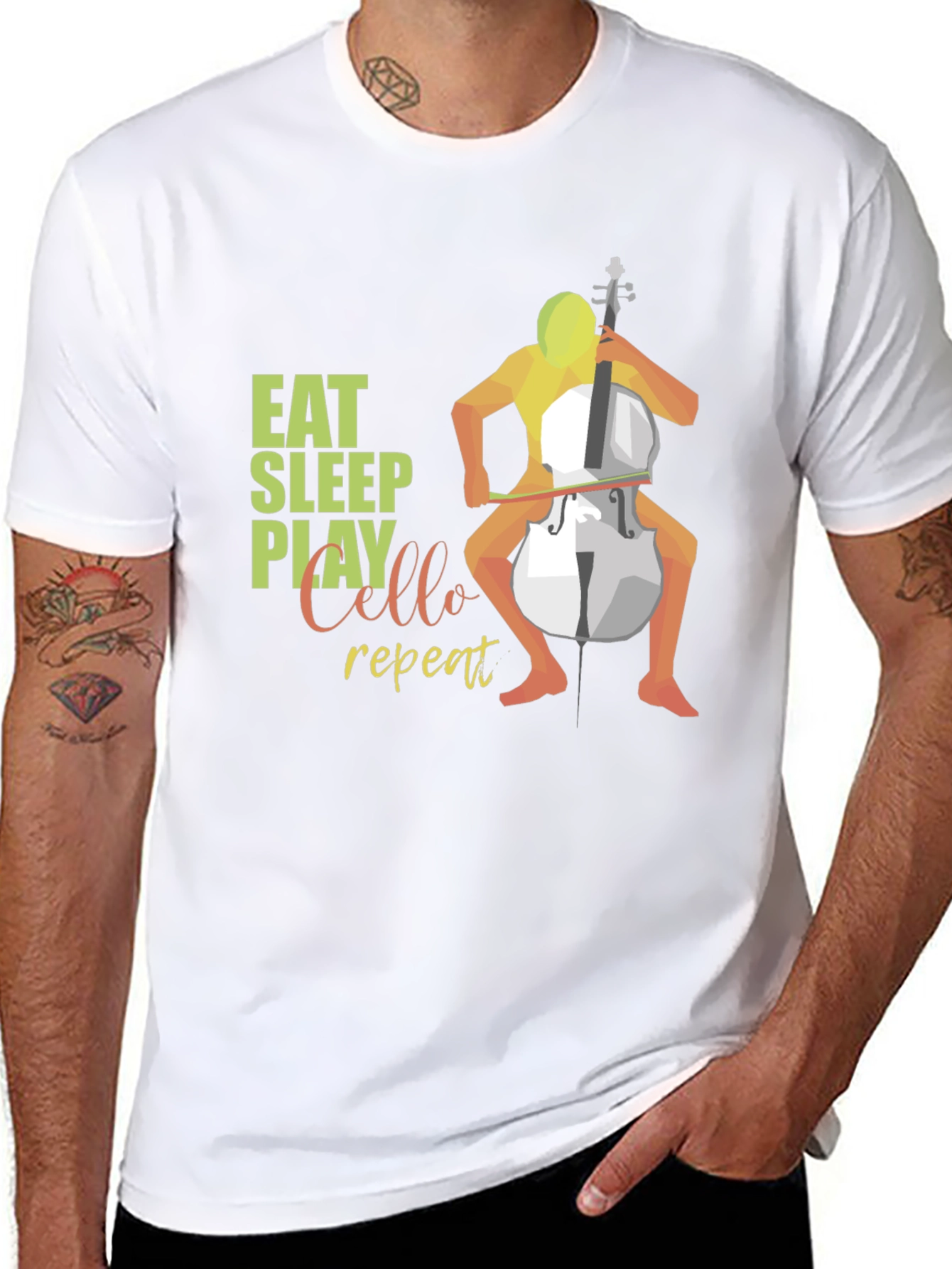 Eat Sleep Play Cello Repeat Black T-Shirt