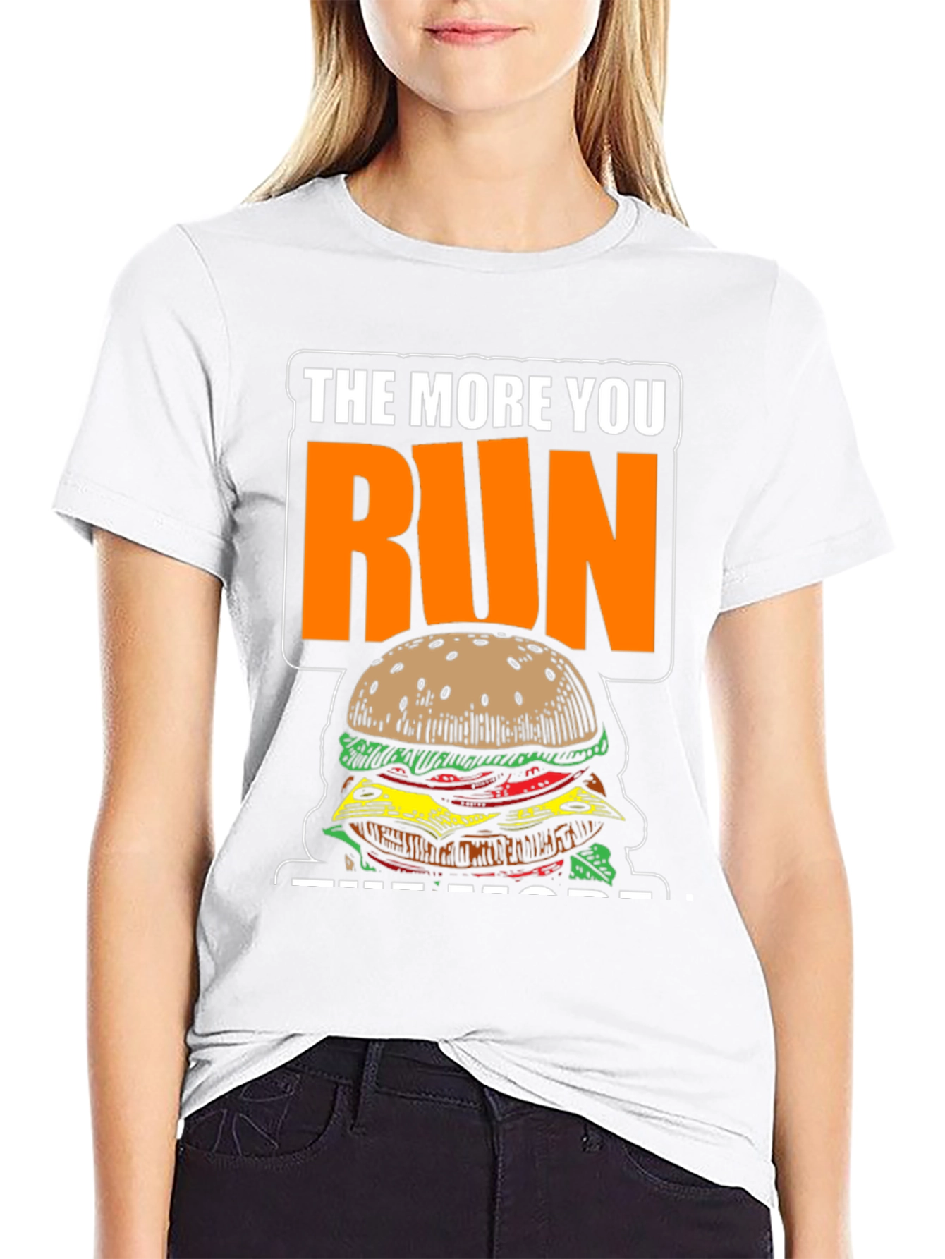 Funny Running Burger T-Shirt: The More You Run!