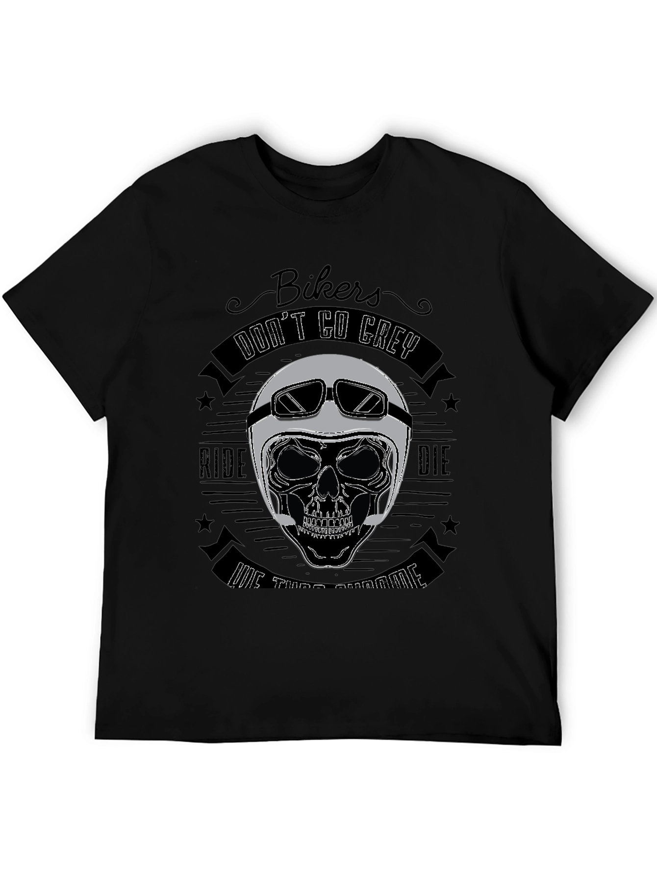 Bikers Dont Go Grey Skull T-Shirt