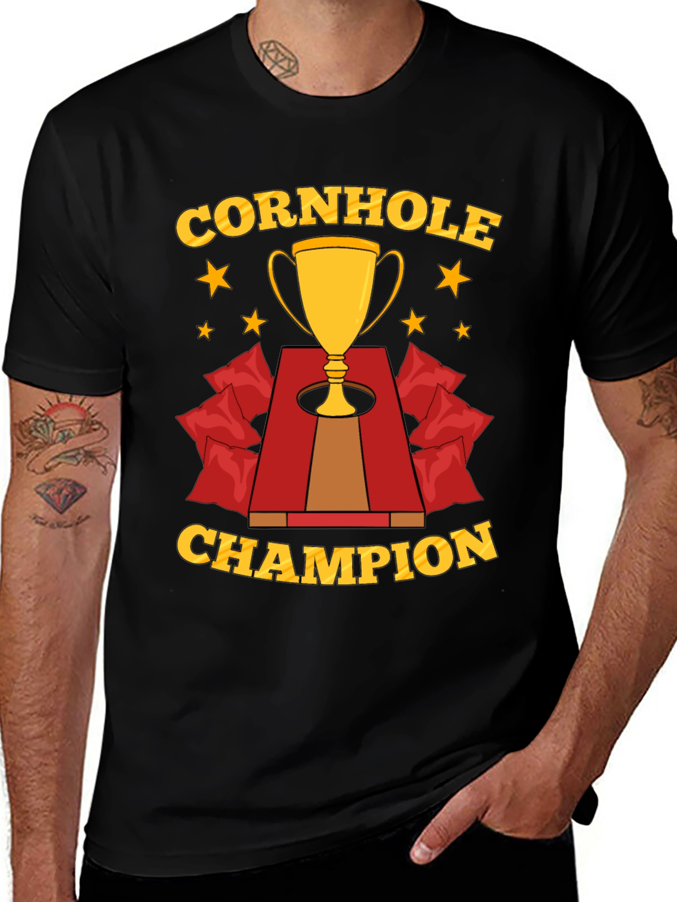 Cornhole Champion T-Shirt Trophy Design