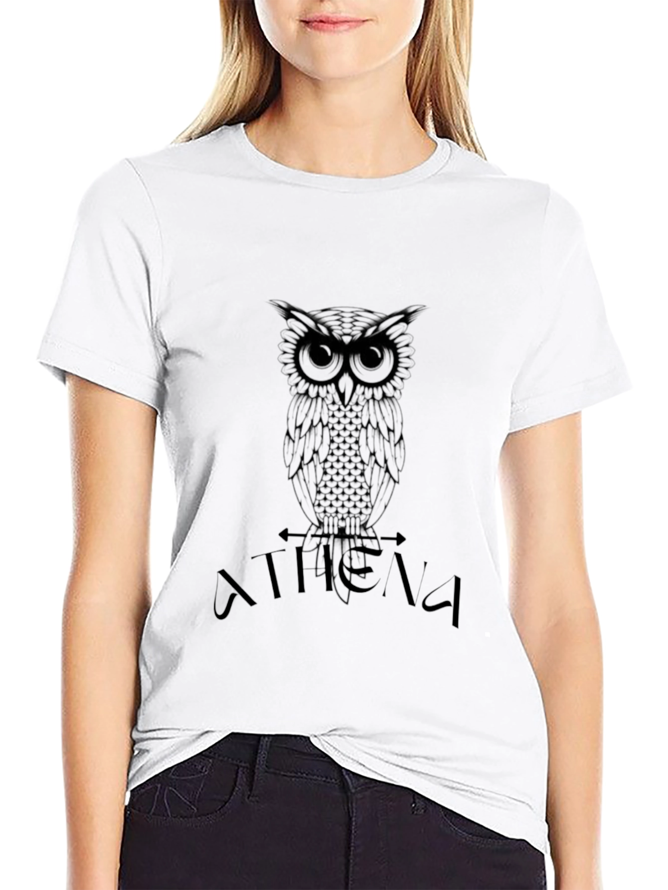 Athena Owl Graphic T-Shirt - Black