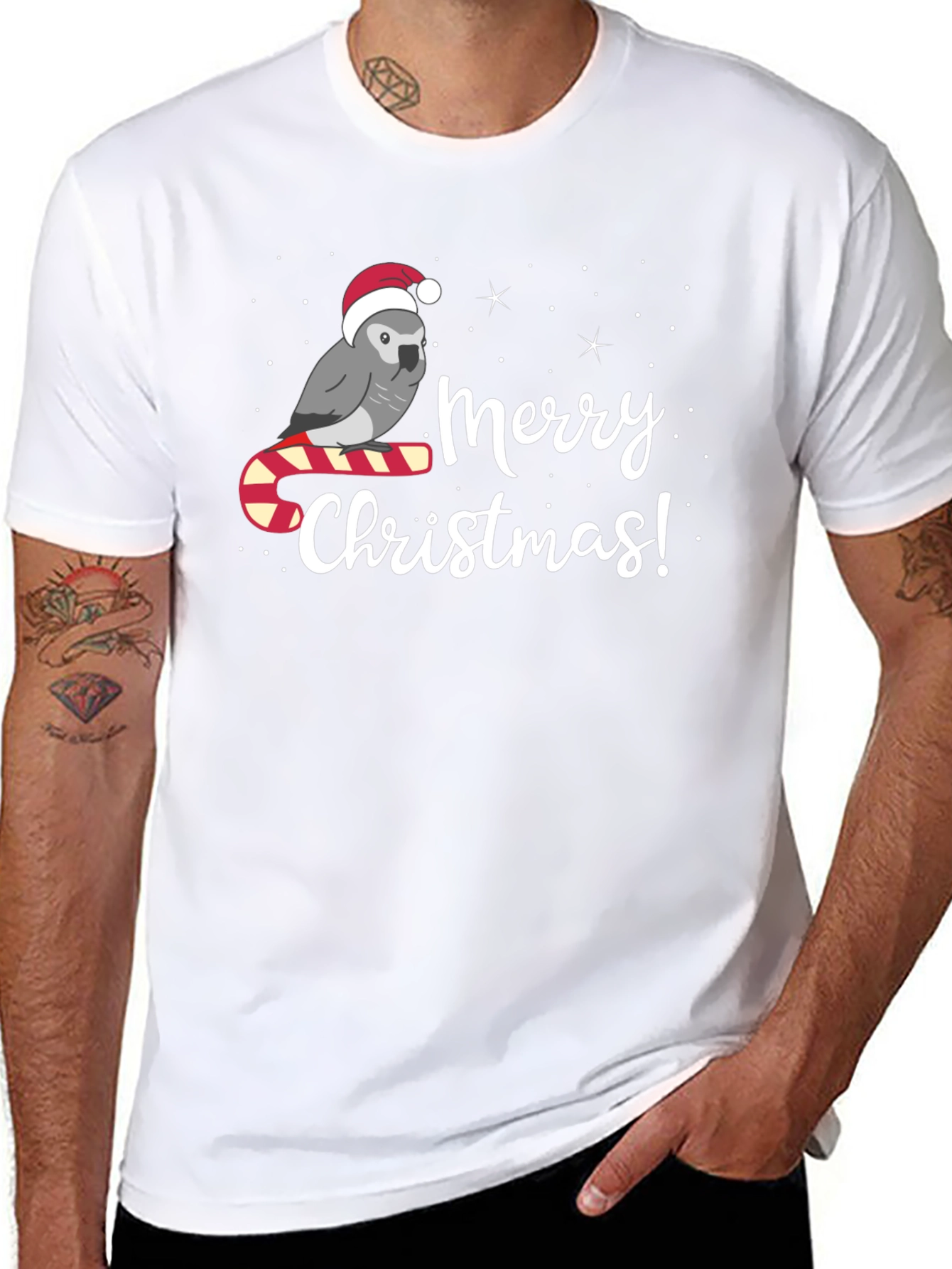 Festive Parrot Merry Christmas T-Shirt